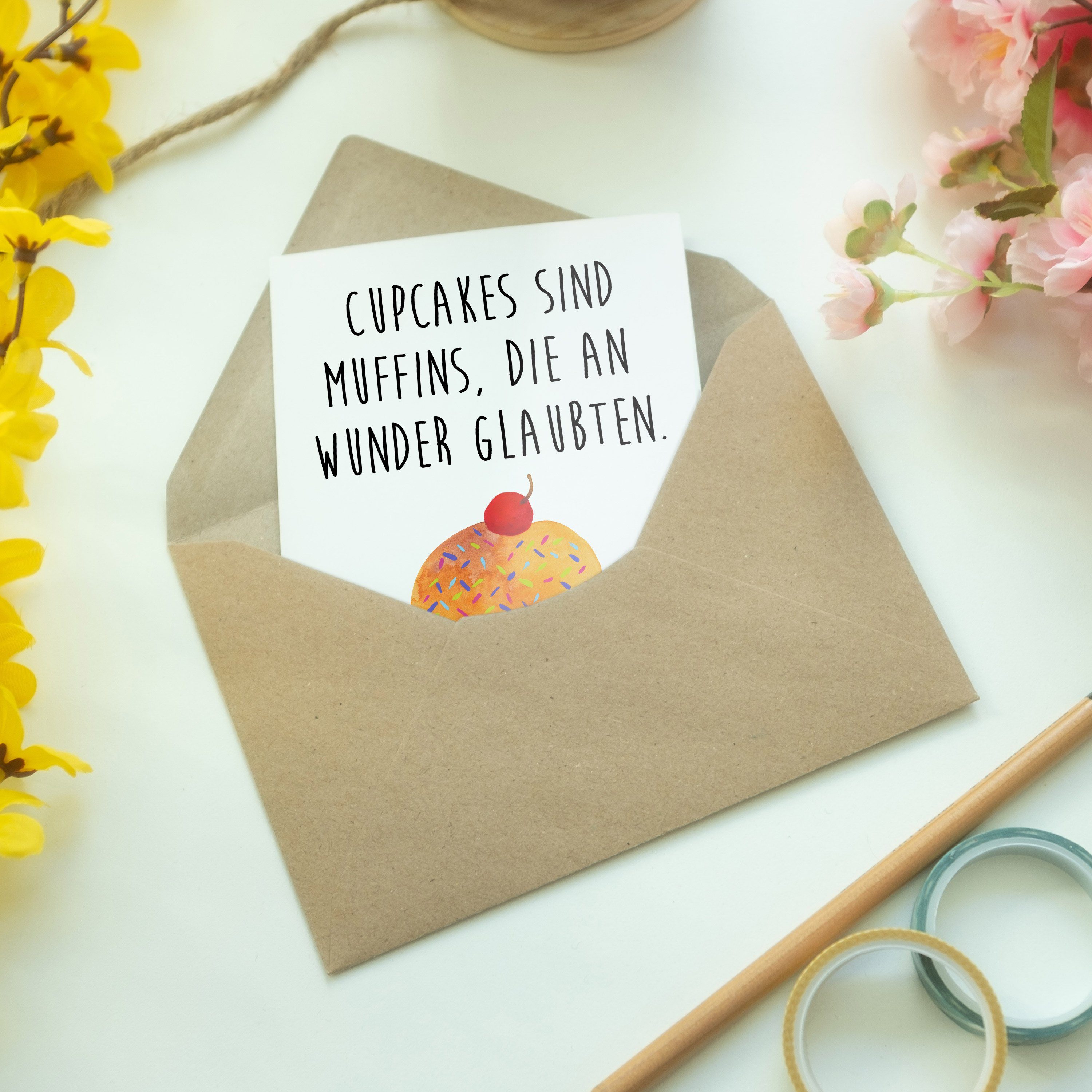 Mr. & Mrs. Einladungskarte, - Geschenk, Panda - Geschenk, Muffin Grußkarte Cupcake Weiß Backen