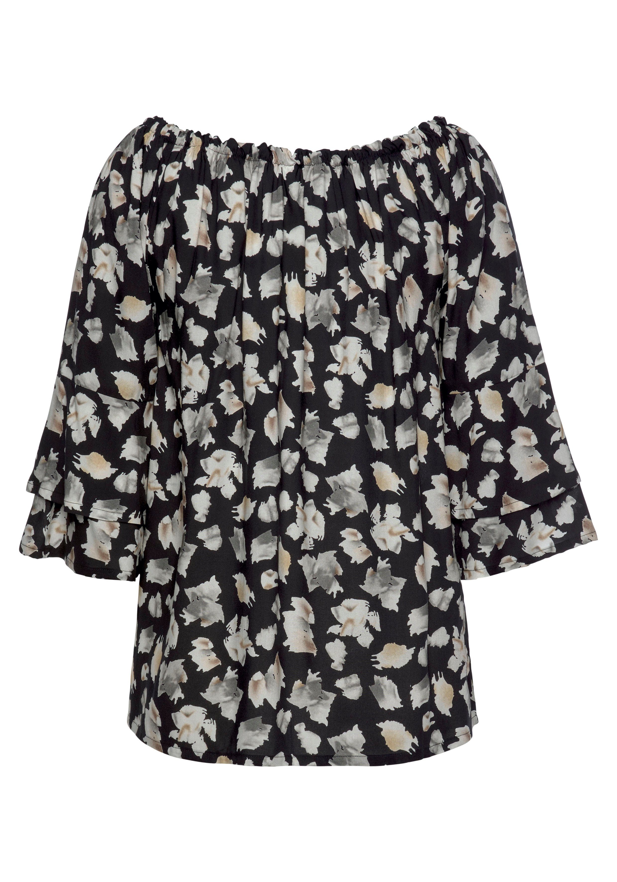 LASCANA Carmen blouse with all-over print, women's blouse, off-the-shoulder, casual