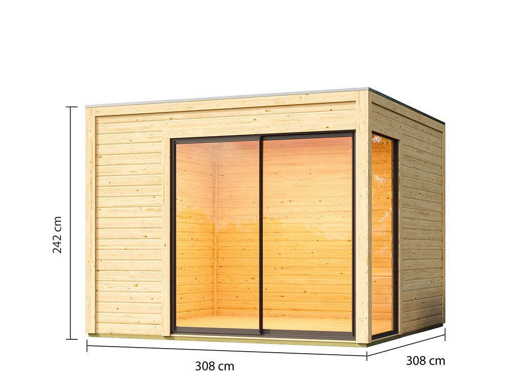 Karibu Gartenhaus KARIBU Gartenhaus 38 mm, BxT: 308x308 cm, Holz-Gartenhaus mit Fußboden, ideal als Gerätehaus & Schuppen