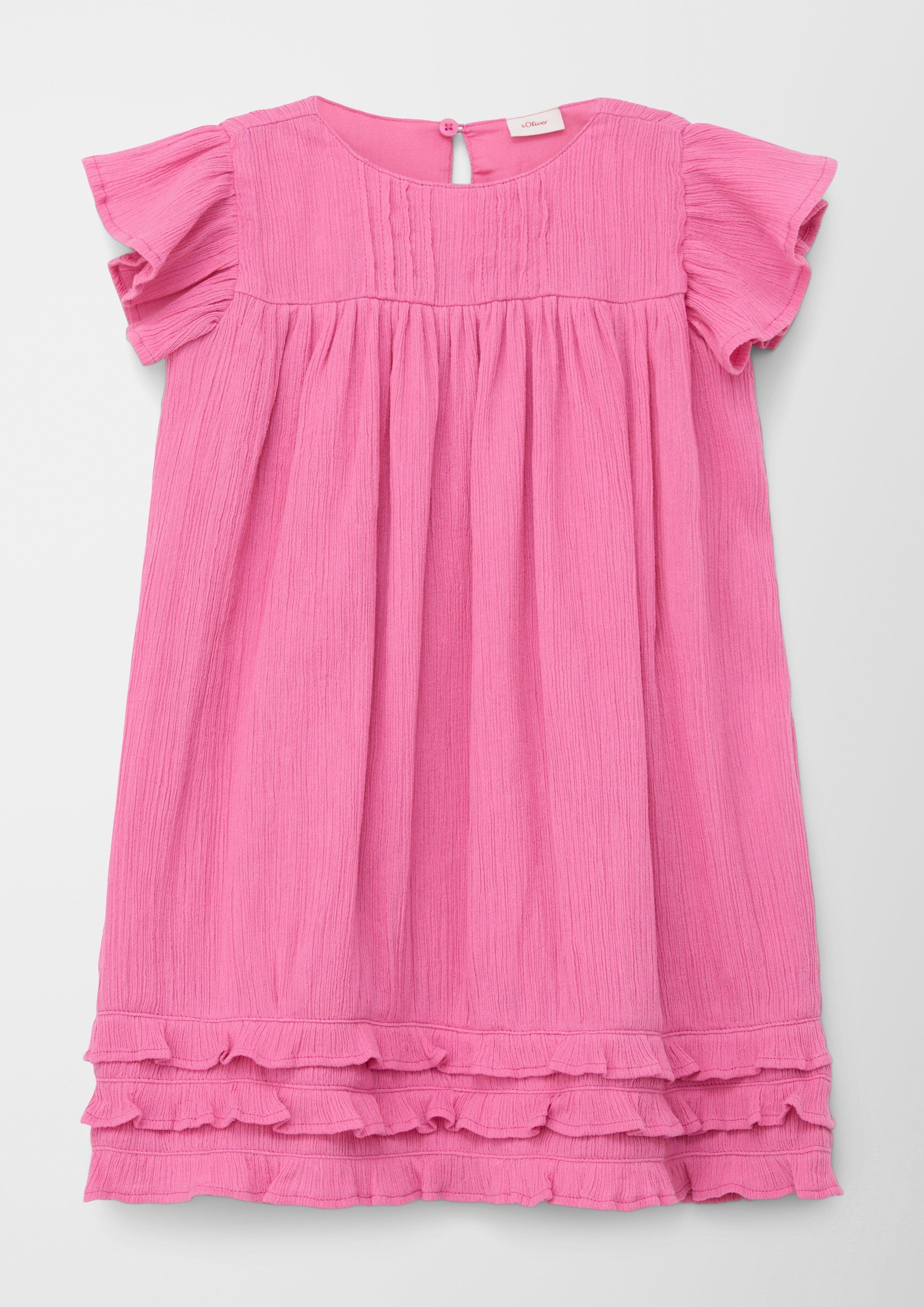 s.Oliver Minikleid A-Linien Kleid mit Rüschen Rüschen, Volants pink