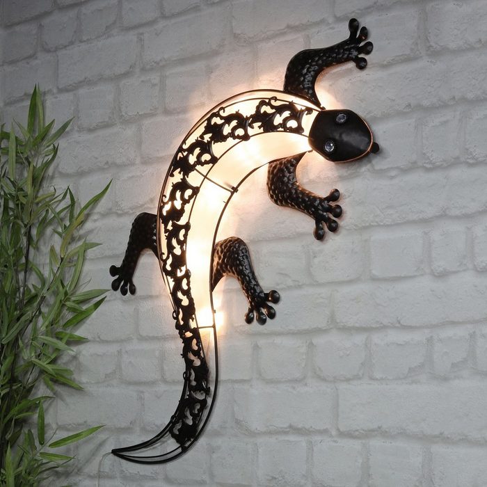 Gravidus LED Solarleuchte Solar Windlicht Gecko Beleuchtung Wanddeko Solarlampe Wandbild Wandleuchte