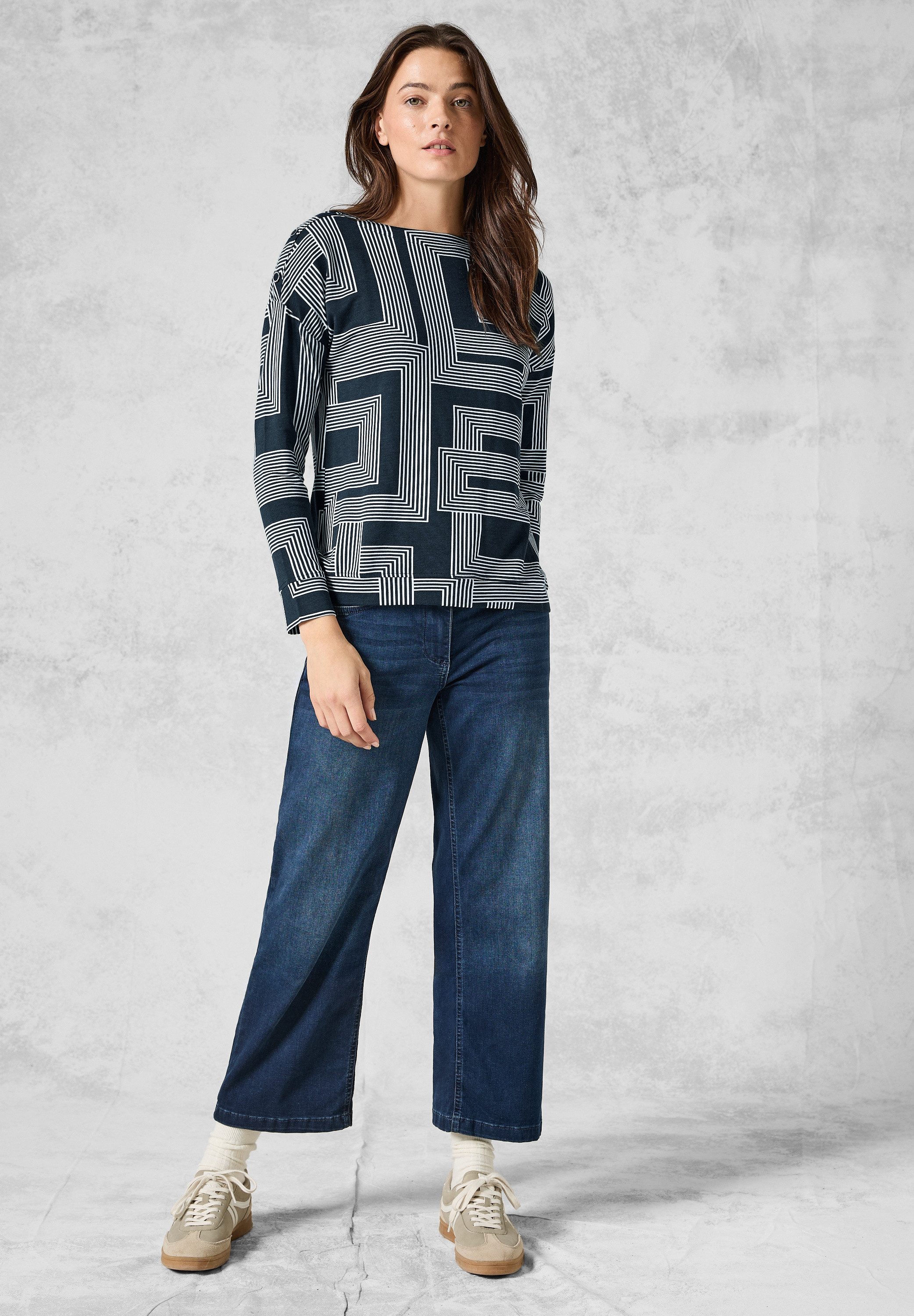 CECIL Langarmshirt mit U-Boot-Ausschnitt