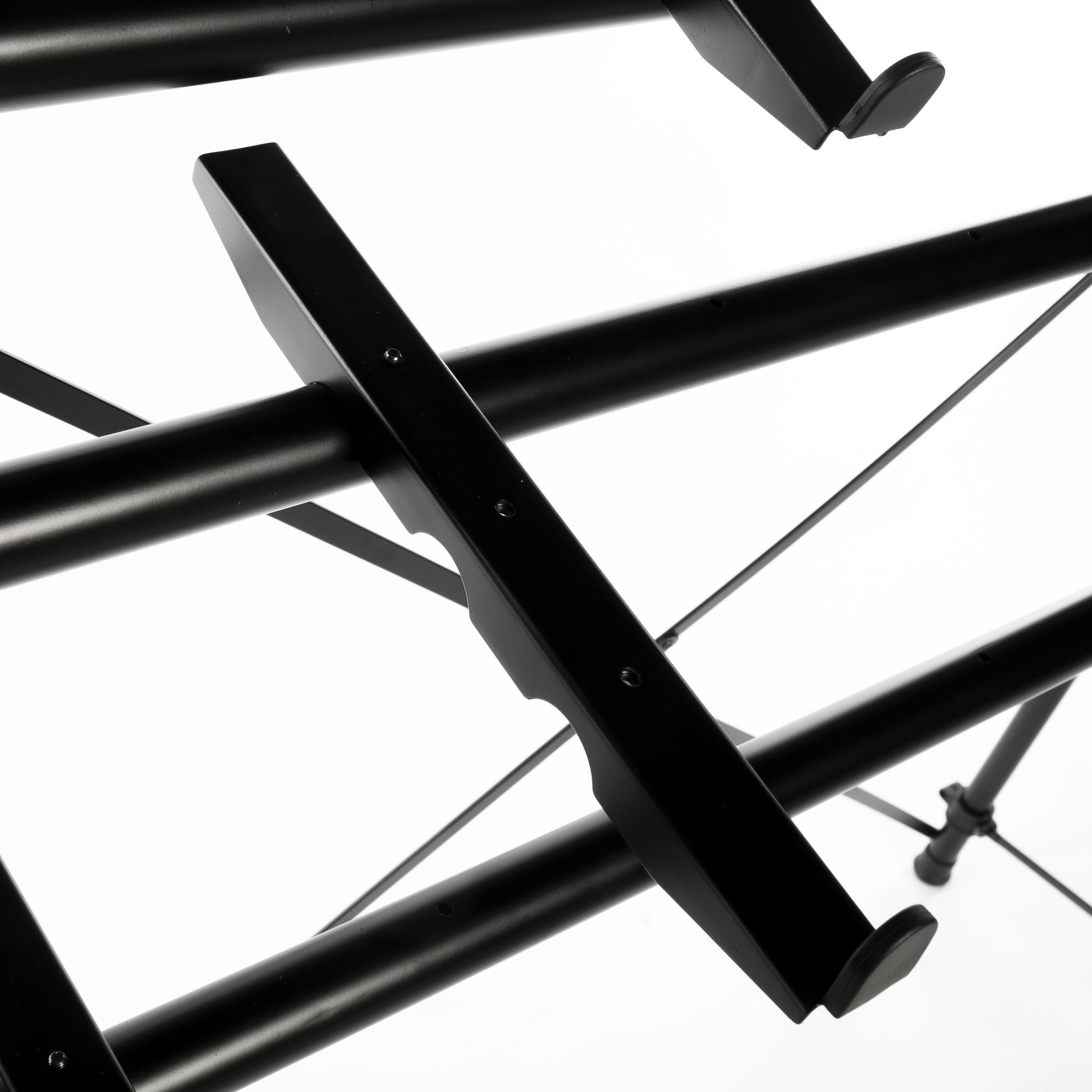 MUSIC STORE Keyboardständer, (KB-1177 Keyboardständer 3-Instrumenten Platz Höhenverstellbar Schwarz Aluminiumkonstruktion ABS-Befestigungsklammern 370/840/1270mm Höhe 380mm Tiefe 800mm Breite 1480mm Länge Maximale Belastbarkeit 7kg, Stative für Tasteninstrumente, Keyboardständer), Keyboardständer, Höhenverstellbar, Aluminiumkonstruktion
