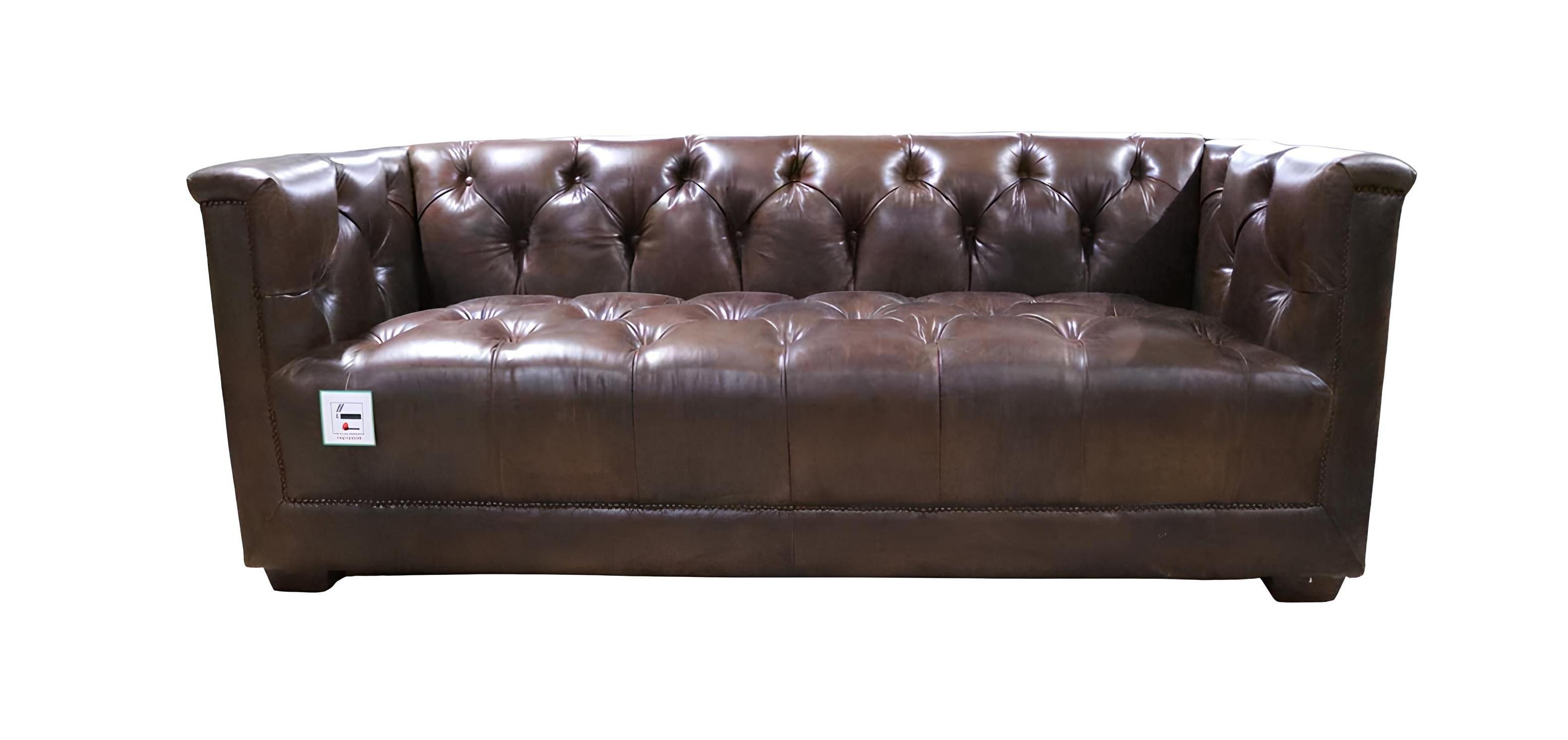 Xlmoebel Chesterfield-Sofa Vintage Ledersofa in Braun im Shabby-Stil mit Chesterfield-Design, Hergestellt in Europa