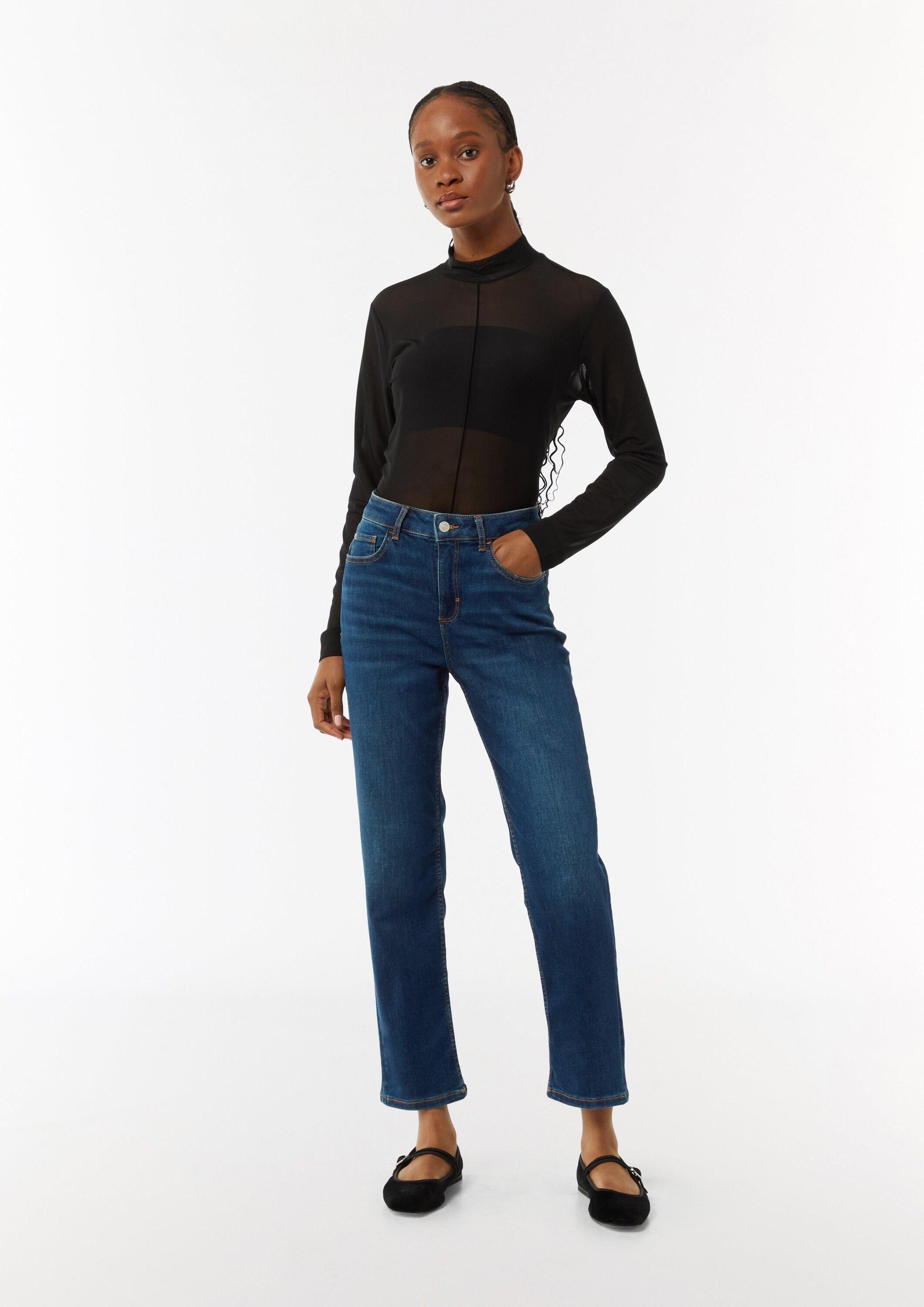 comma Regular-fit-Jeans Jeans-Hose Ankle-Jeans aus Baumwollstretch mit geradem Bein