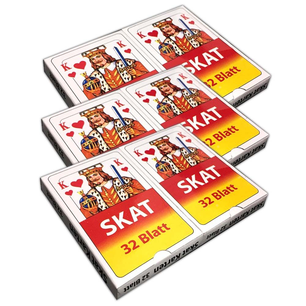HAC24 Spiel 3er Set Skat Spielkarten Skatblatt Skatkarten Skatspiel Karten, je 2x 32 Blatt