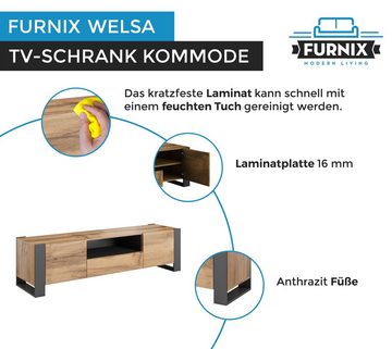 Furnix TV-Schrank WELSA Lowboard mit Schublade und Türen Wotan/Anthrazit B180 x H48 x T44 cm