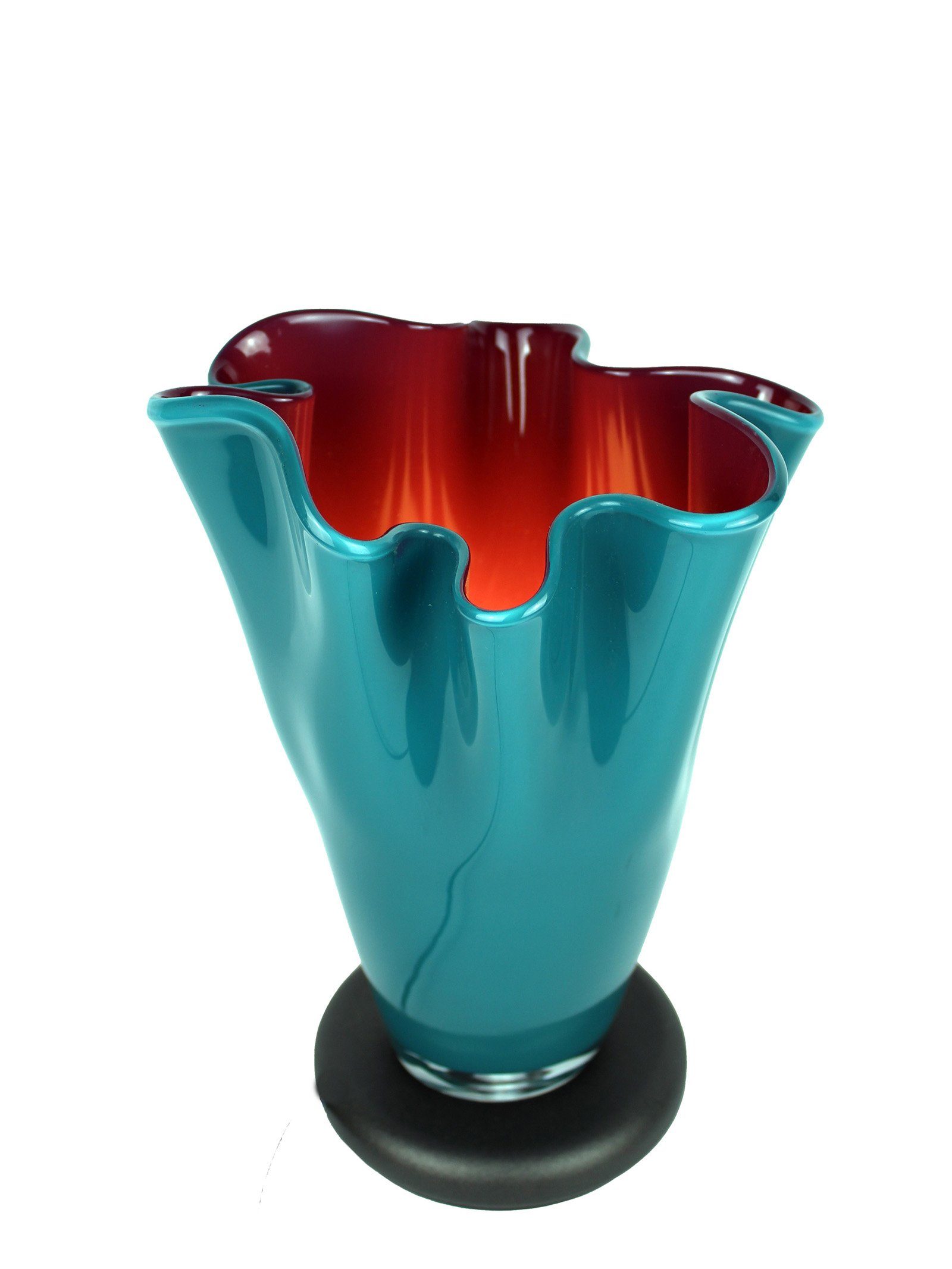 Signature Home Collection Tischleuchte Tischlampe Glas gewellt indirektes Licht mit Sockel Glaslampe, ohne Leuchtmittel, warmweiß, nach oben strahlend ohne zu Blenden