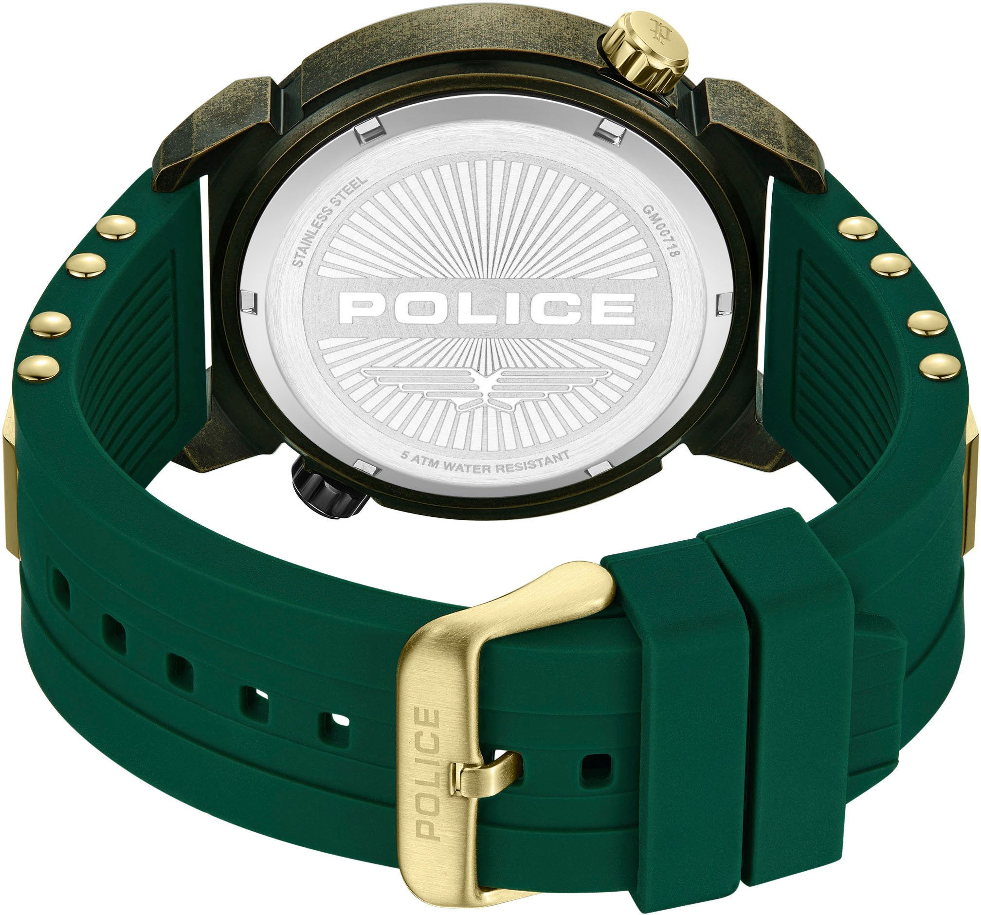 Police Multifunktionsuhr BOA PEWGM0071801, Quarzuhr, Armbanduhr, Herrenuhr, Silikonarmband, analog, Dualzeit