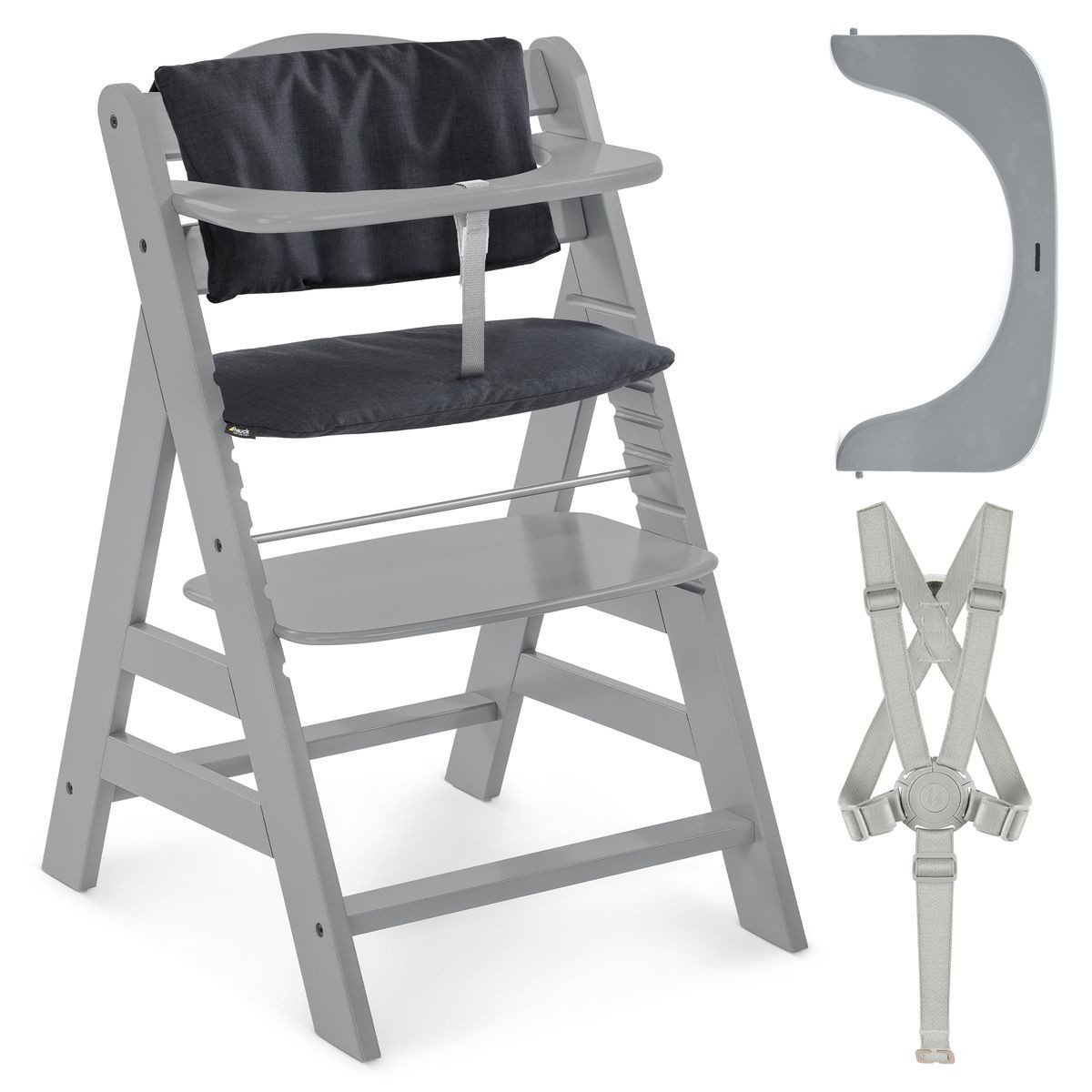 Hauck Hochstuhl Alpha Plus Grey, Mitwachsender Holz Baby Kinderhochstuhl mi günstig online kaufen