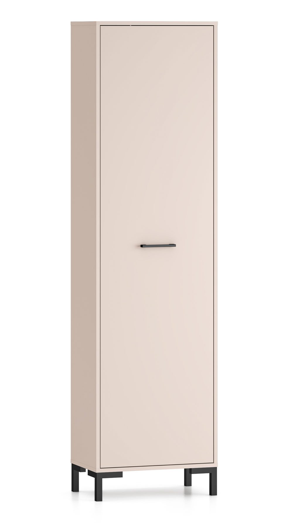 Feldmann-Wohnen Garderobenschrank Oiven (mit Tür, mit Einlegeböden, mit ausziehbarer Kleiderstange, 1-St., moderne Optik, 1-türig mit ausziehbarer Kleiderstange) 55x34x200cm Cashmere 1-türig