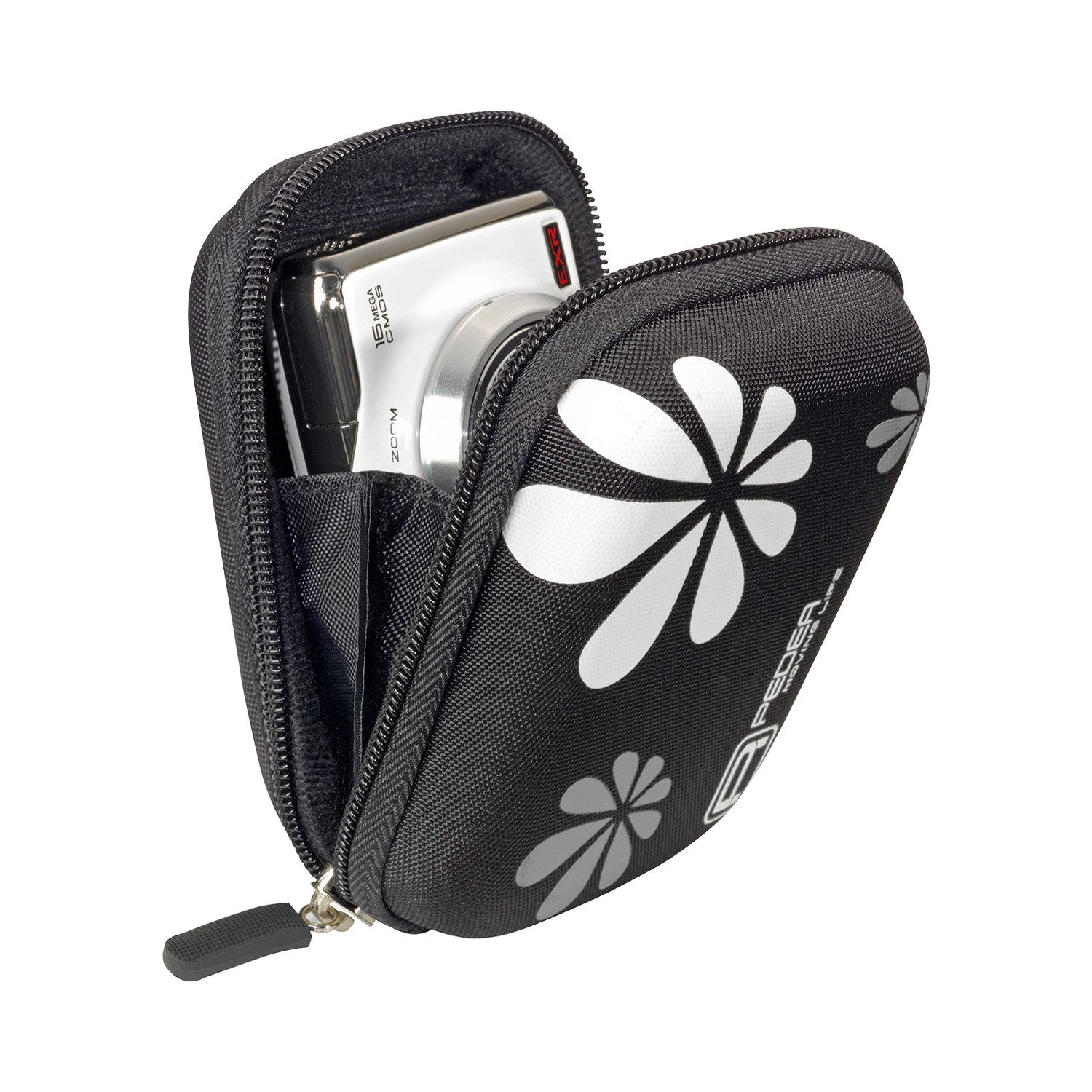 PEDEA Kameratasche Hardcase für Digitalkamera Kompaktkamera & Action Cams, Hardcase Schale, wasserabweisend, Zubehörfach, Karabine & Umhängeband – Bild 5 von 5