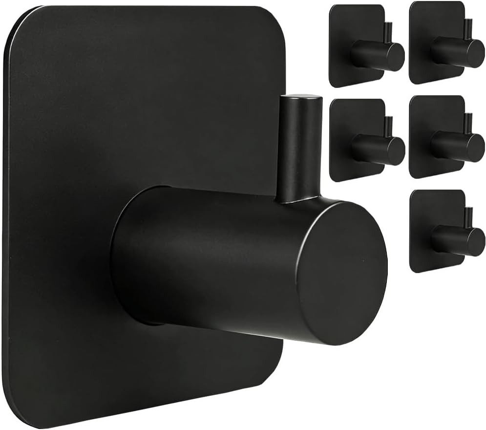 Forrlite Garderobenhaken Kleiderhaken, Kleiderhaken zum Schrauben, Wandgarderobe (Haken für Akustikpaneele, Schlafzimmer, Wohnzimmer, Badezimmer, (6-St), Wandhaken für Garderobe, Jacken, Hut, Metall, Schwarz)