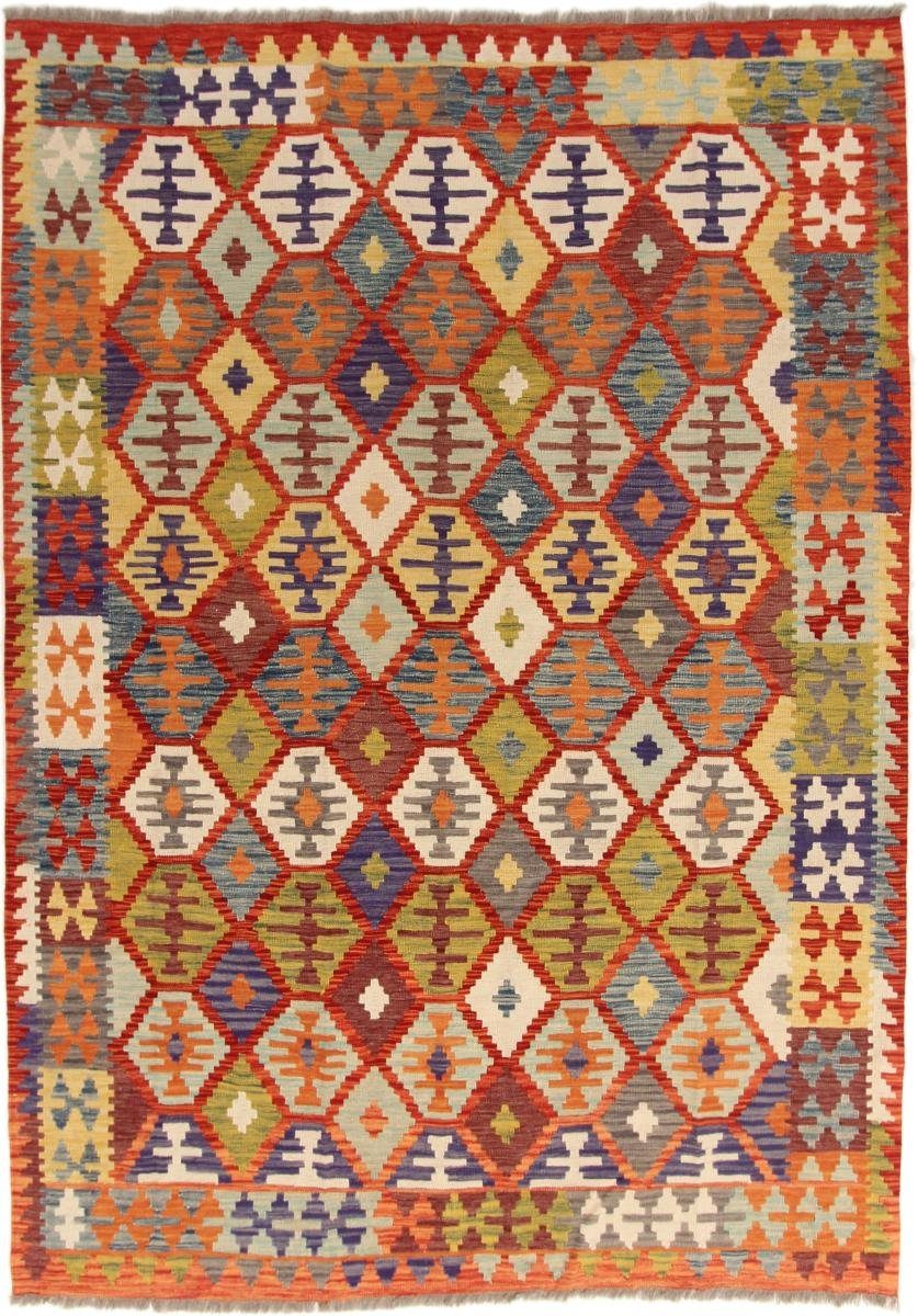 Orientteppich Kelim Afghan 204x283 Handgewebter Orientteppich, Nain Trading, rechteckig, Höhe: 3 mm