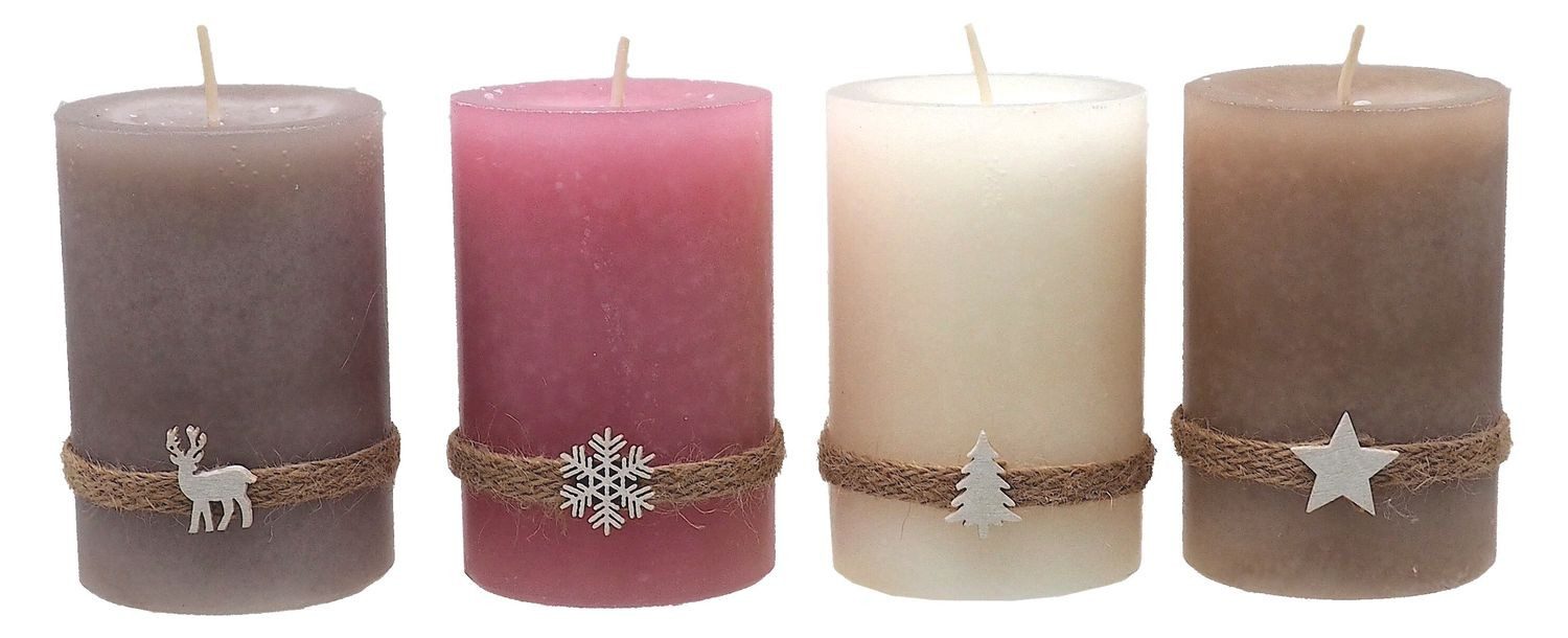 ZauberDeko Adventskerze Adventskerzen Kerzen Rosa Beige günstig online kaufen