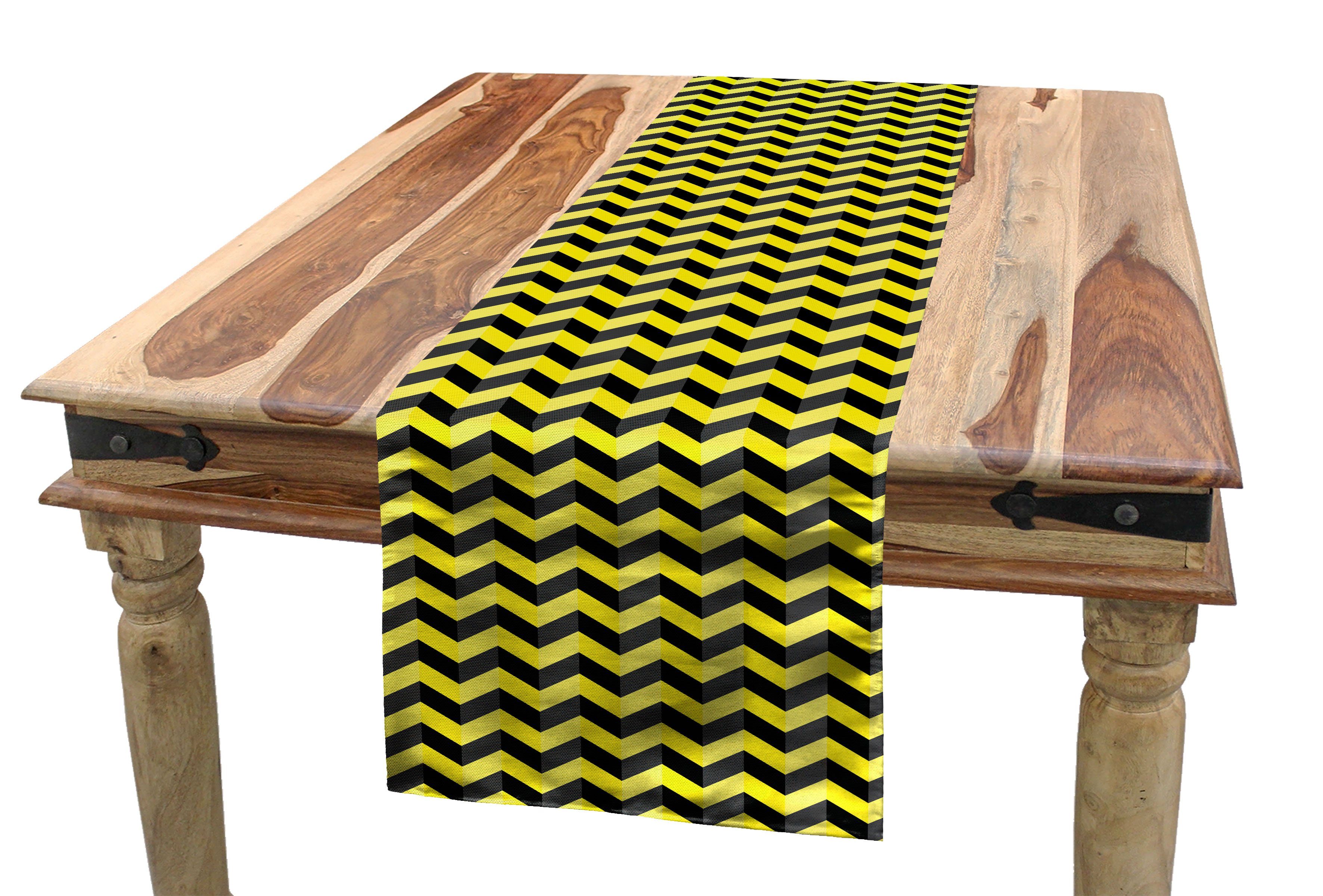 Abakuhaus Tischläufer Esszimmer Küche Rechteckiger Dekorativer Tischläufer, Yellow Chevron Warnschild