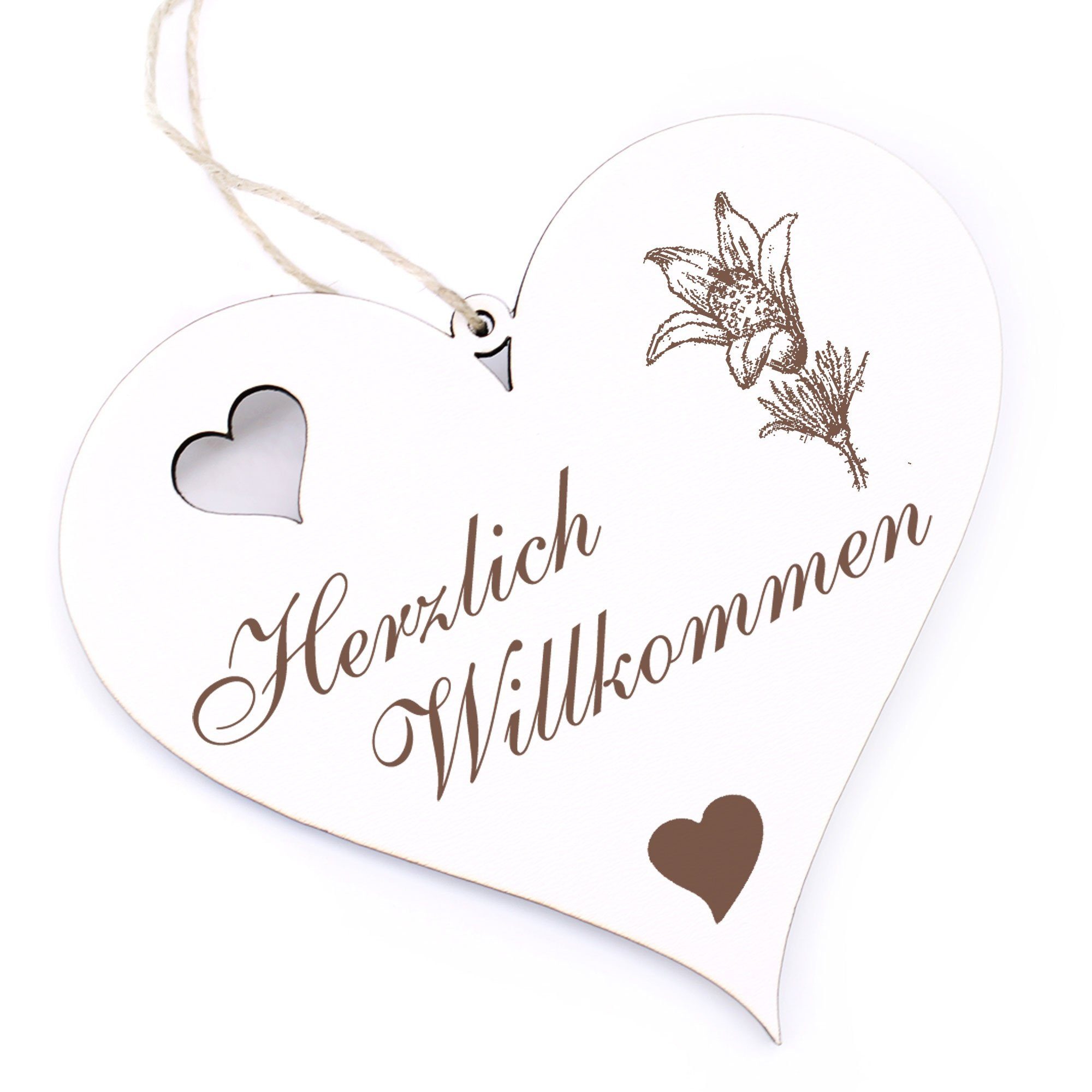 Dekolando Hängedekoration Herzlich Willkommen - Küchenschelle - 13x12cm