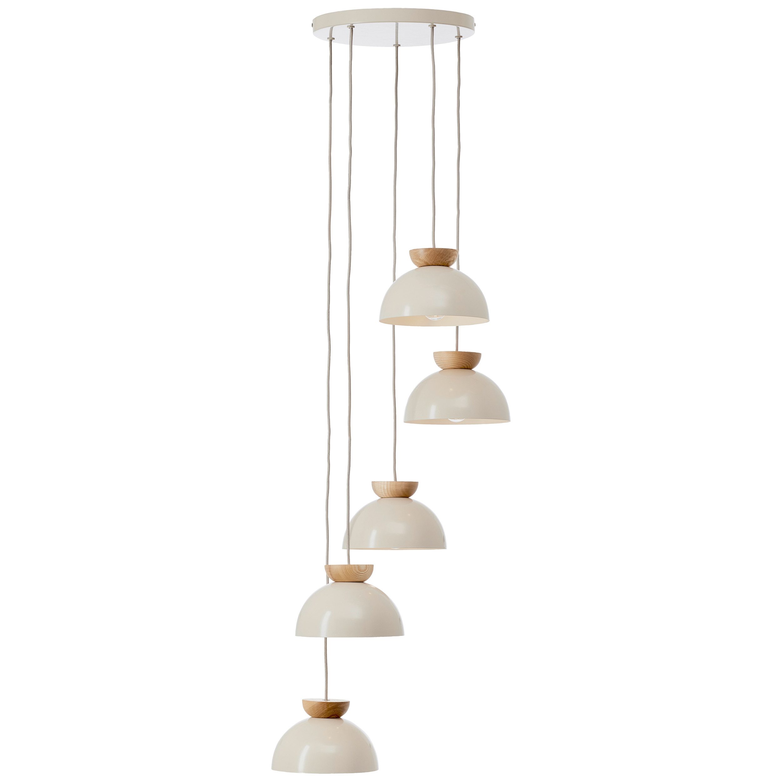 Brilliant Pendelleuchte Nalam, ohne Leuchtmittel, 166 x 45 cm, E14, kürzbar, Metall/Holz, natur/beige