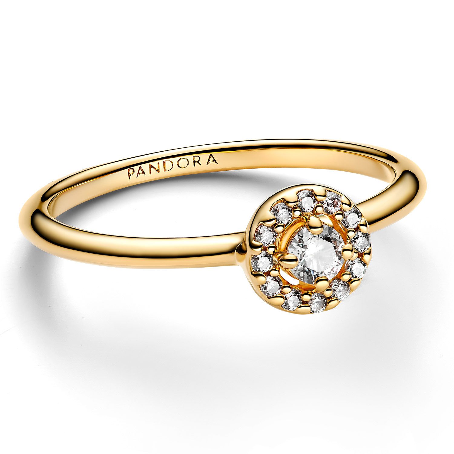 Pandora Solitärring Runder Pavé Heiligenschein Goldfarben günstig online kaufen