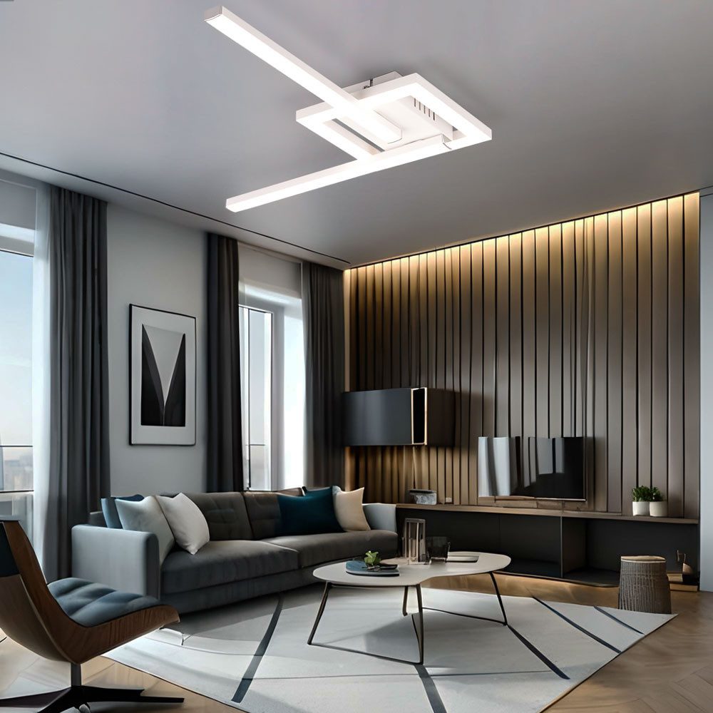 Reality Leuchten LED Deckenleuchte, LED-Leuchtmittel fest verbaut, Neutralweiß, Deckenleuchte Wohnzimmerleuchte LED Metall weiß-matt