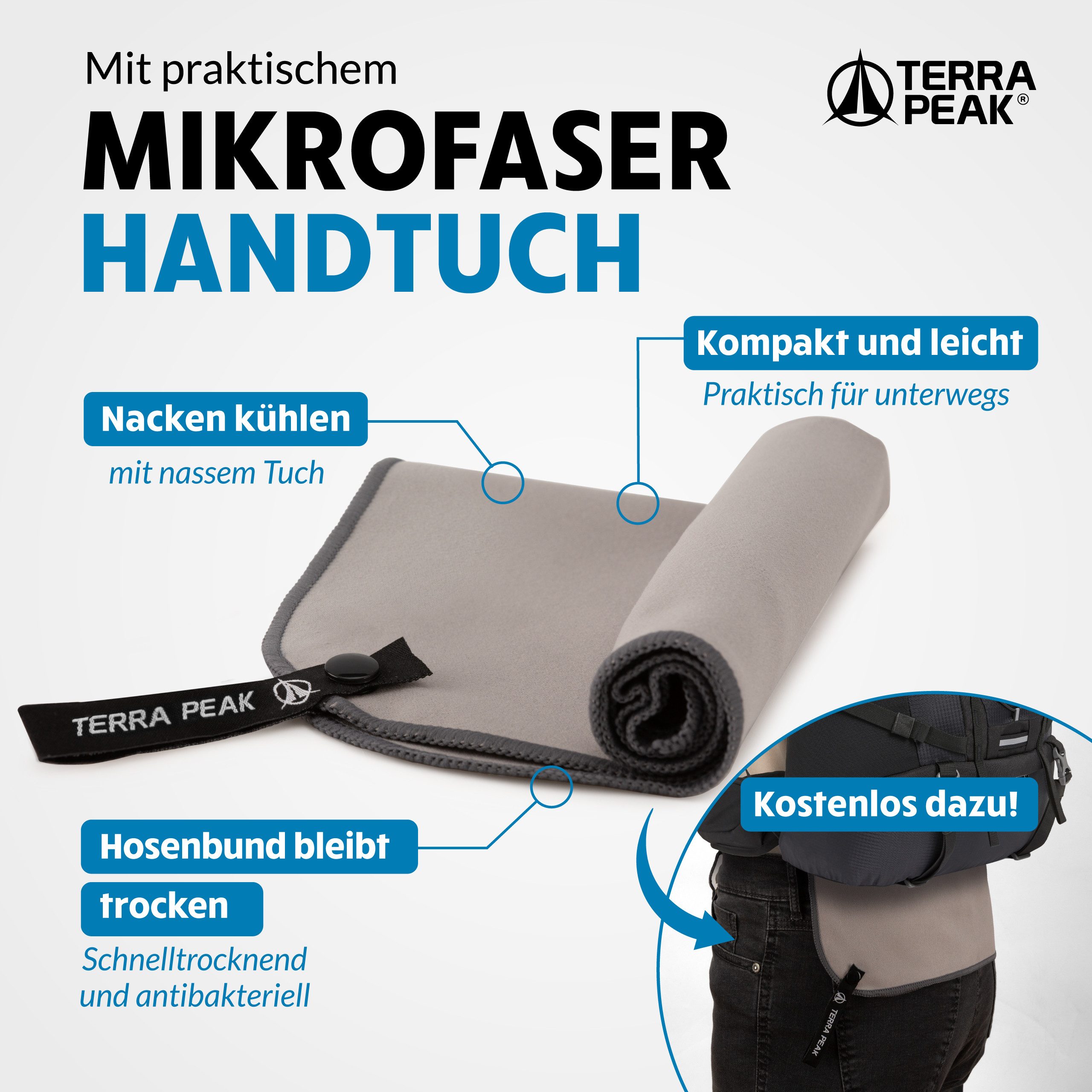 Terra Peak Wanderstöcke faltbar, ultraleicht, kleines Packmaß, bis 135 cm einstellbar, Set aus 2 Stöcken, Tragetasche, Gummipuffer, Handtuch – Bild 4 von 5
