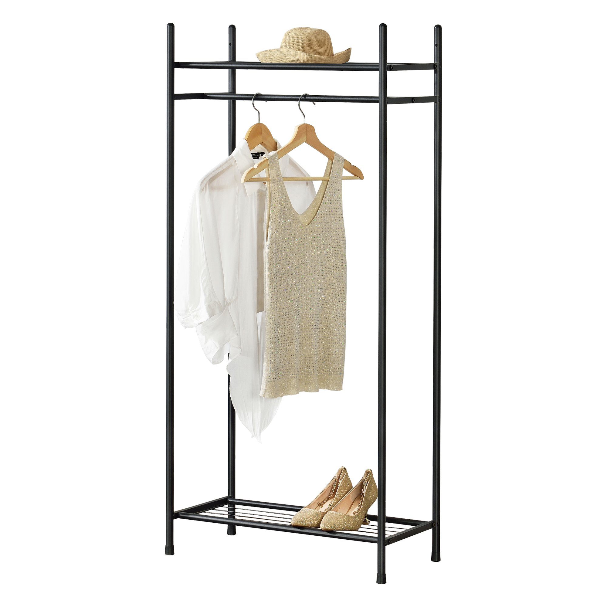 en.casa Garderobenständer, »Irura« Kleiderständer 130x60x30cm 2 Ablagen ein günstig online kaufen