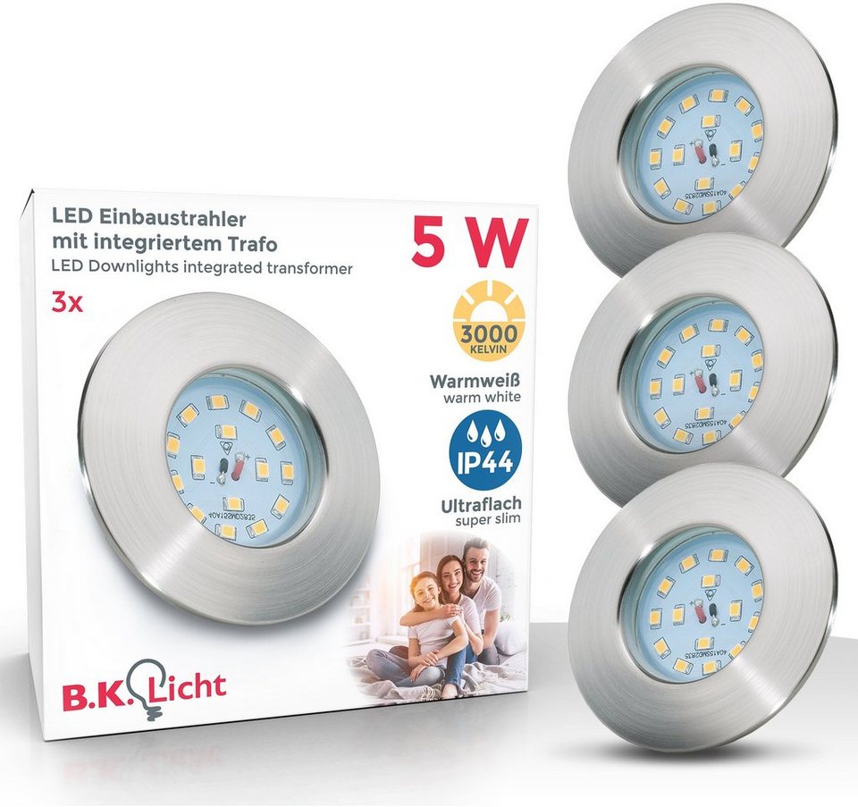 Einbauleuchten Set 3x LED Spots Badezimmer Einbaustrahler dimmbar 60mm IP44 weiß
