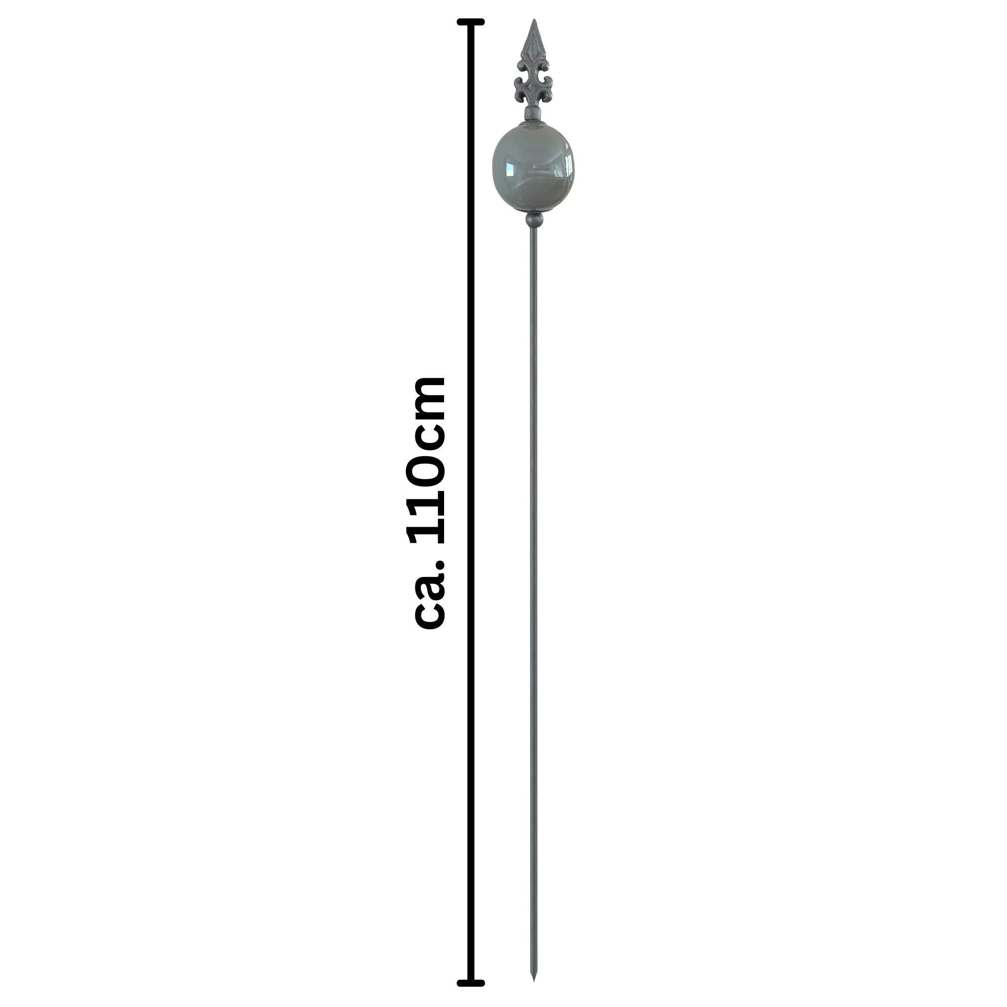 naninoa GmbH Gartenstecker Metall Stecker französische Lilie Gartenstecker grau BETONGRAU 110cm