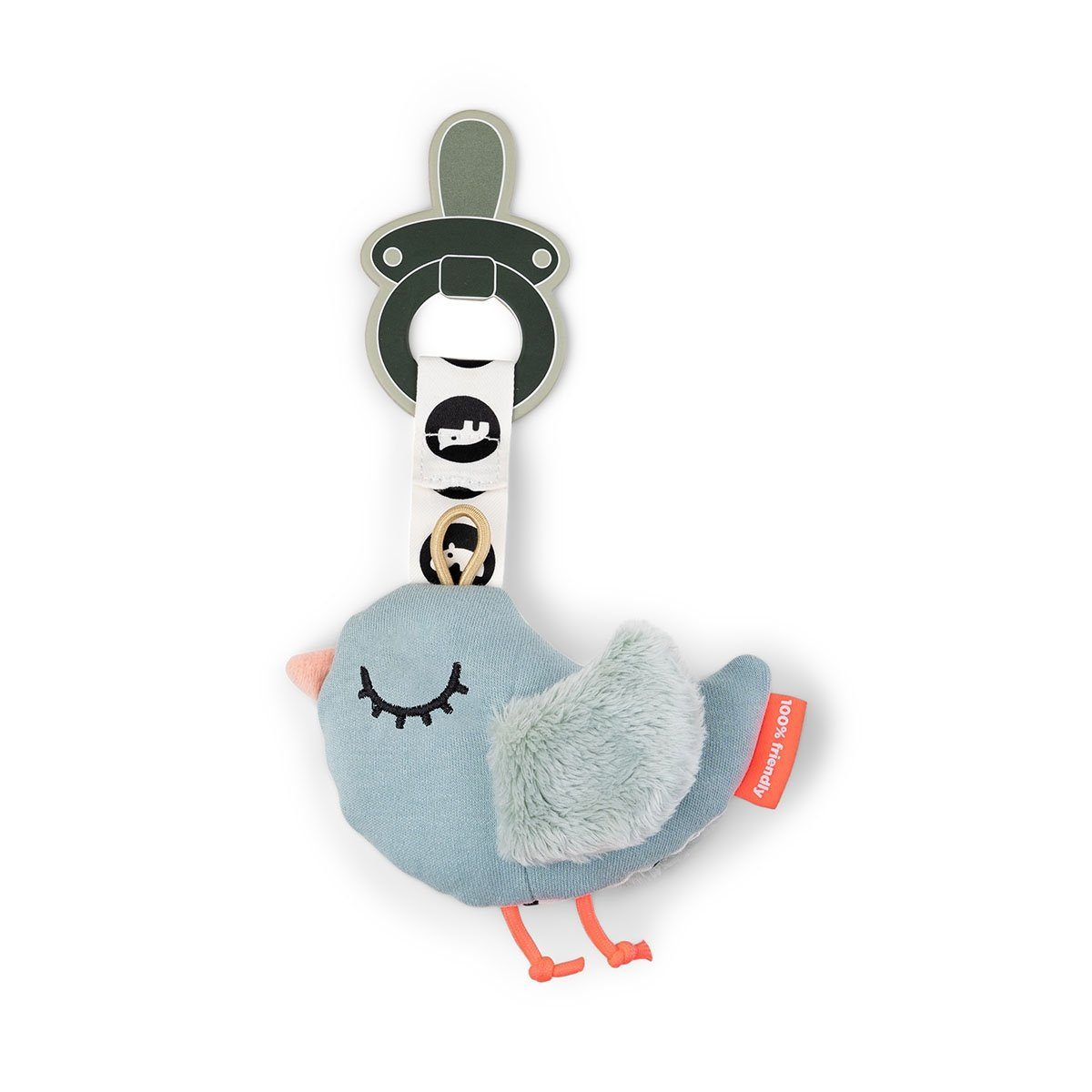 Done by Deer Schnullerbefestigung Schnullerhalter Birdee Blue Schnullerkette Kuscheltier