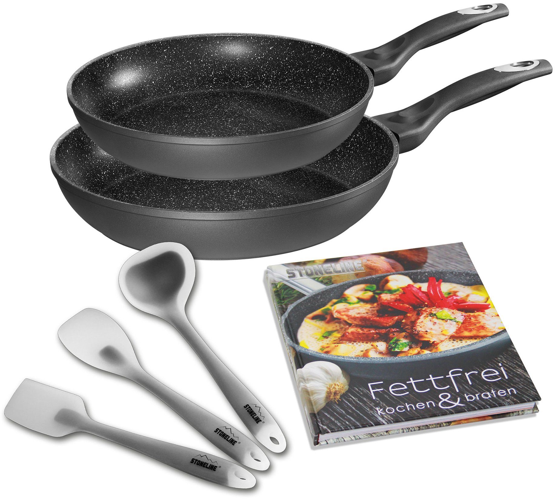 Image of STONELINE Pfannen-Set »Gourmundo«, Aluminium (Set, 6-tlg), inkl. Kochbuch, Induktion