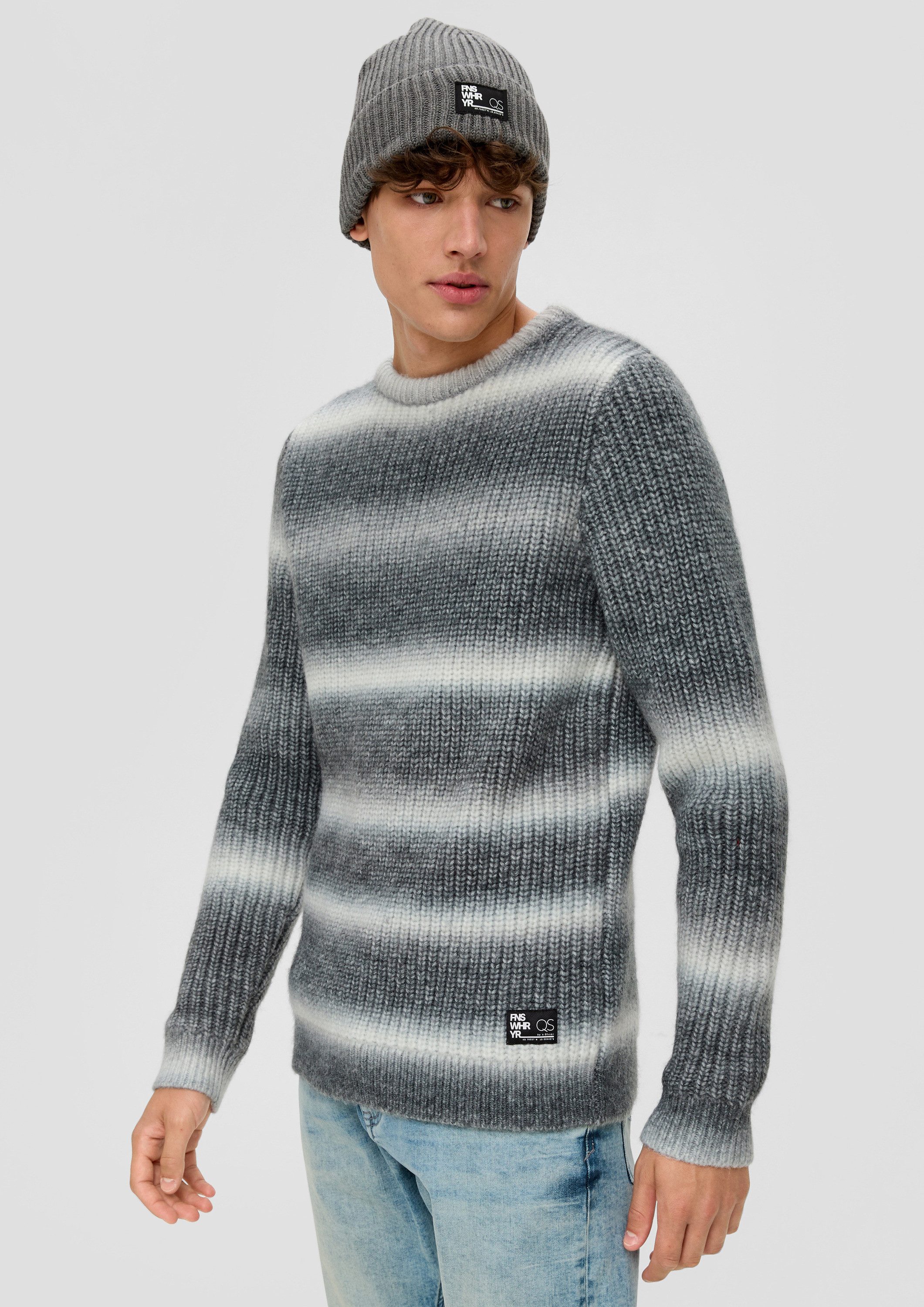 QS Longpullover Strickpullover Gestreifter Strickpullover günstig online kaufen