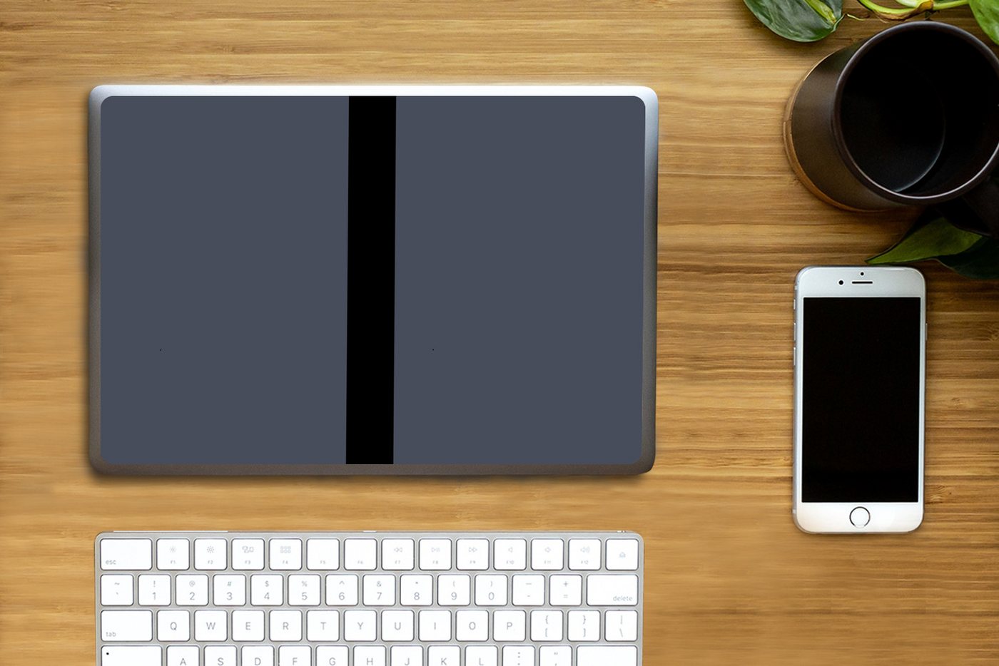 Thumbnail - MuchoWow Laptop-Aufkleber Blau - Schwarz - Gestreift - Minimalistisch, (1tlg), Laptop Folien Cover, Aufkleber, Sticker, ...