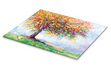 Posterlounge Acrylglasbild Leon Devenice, Farbenfroher Baum des Lebens, Wohnzimmer Modern Malerei