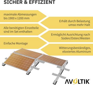 avoltik Montageset für 4 Solar Module Solarmodulhalterung witterungsbeständig Solarmodul-Halterung, (Montageset für 4 Solarmodule, Für 4 Solarmodule, Für 4 Solarmodule)