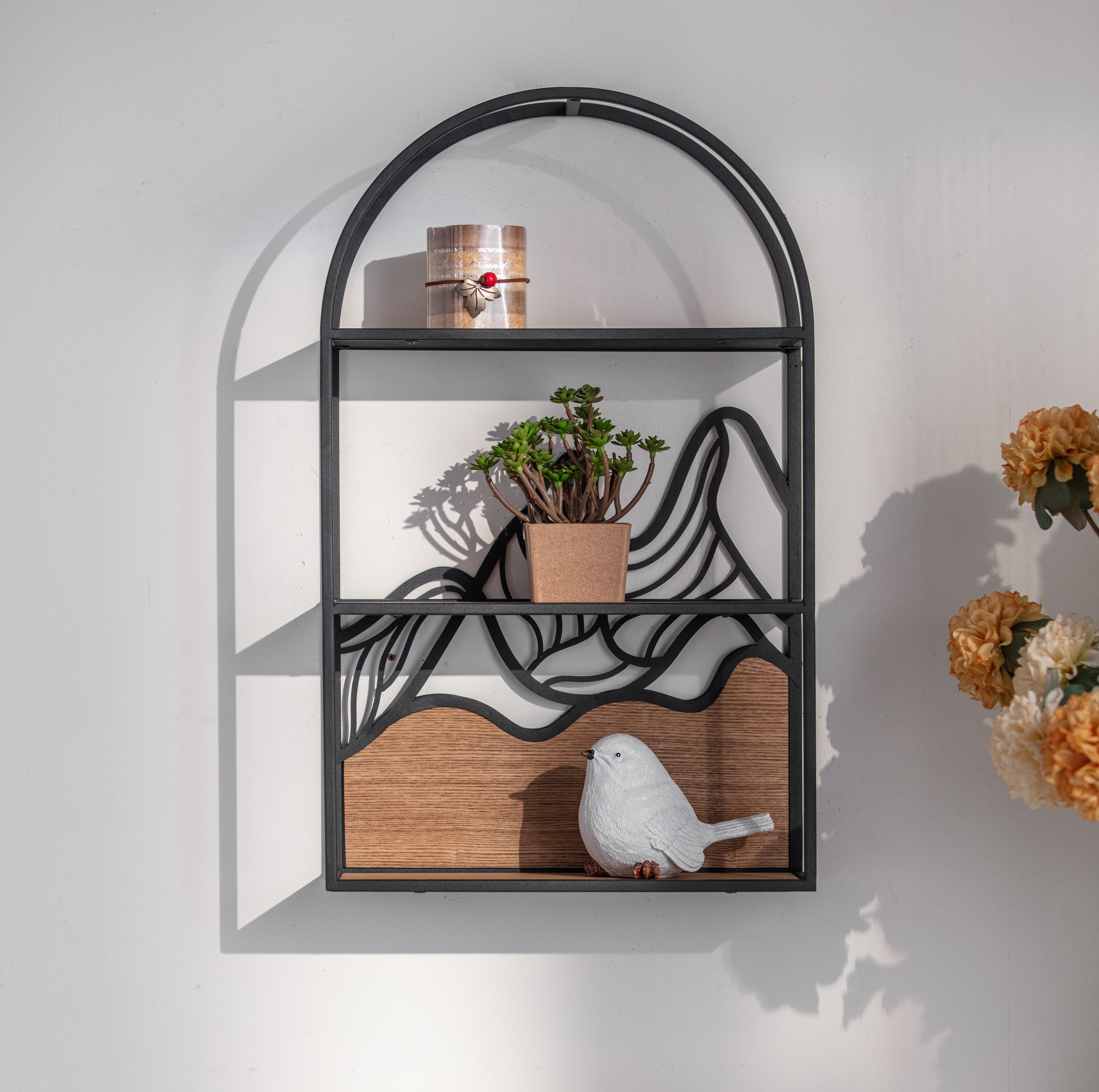 K&L Wall Art Deko-Wandregal Holz Metallregal günstig online kaufen