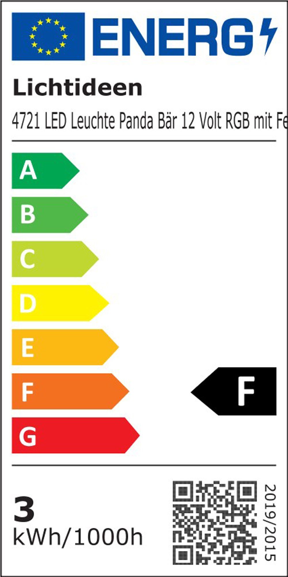 Farbwechsel einstellbar / Band, Lichtideen Bär LED Mehrfarbig Lichtideen LED Dekolicht 31cm, 4721 Leuchte Höhe Panda LED mit Fernbedienung