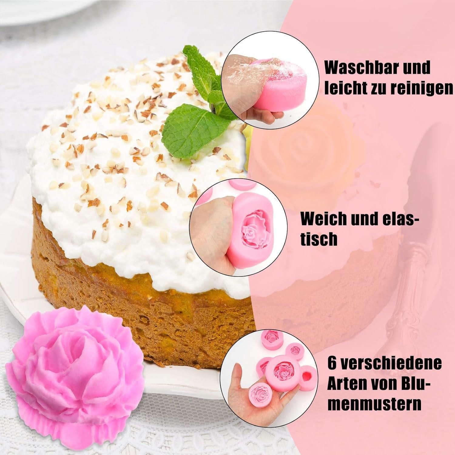 LuxusKollektion Silikonform 6x Silikonform Blume Rose 3D, rosa, Set, (6-tlg) – Bild 3 von 5