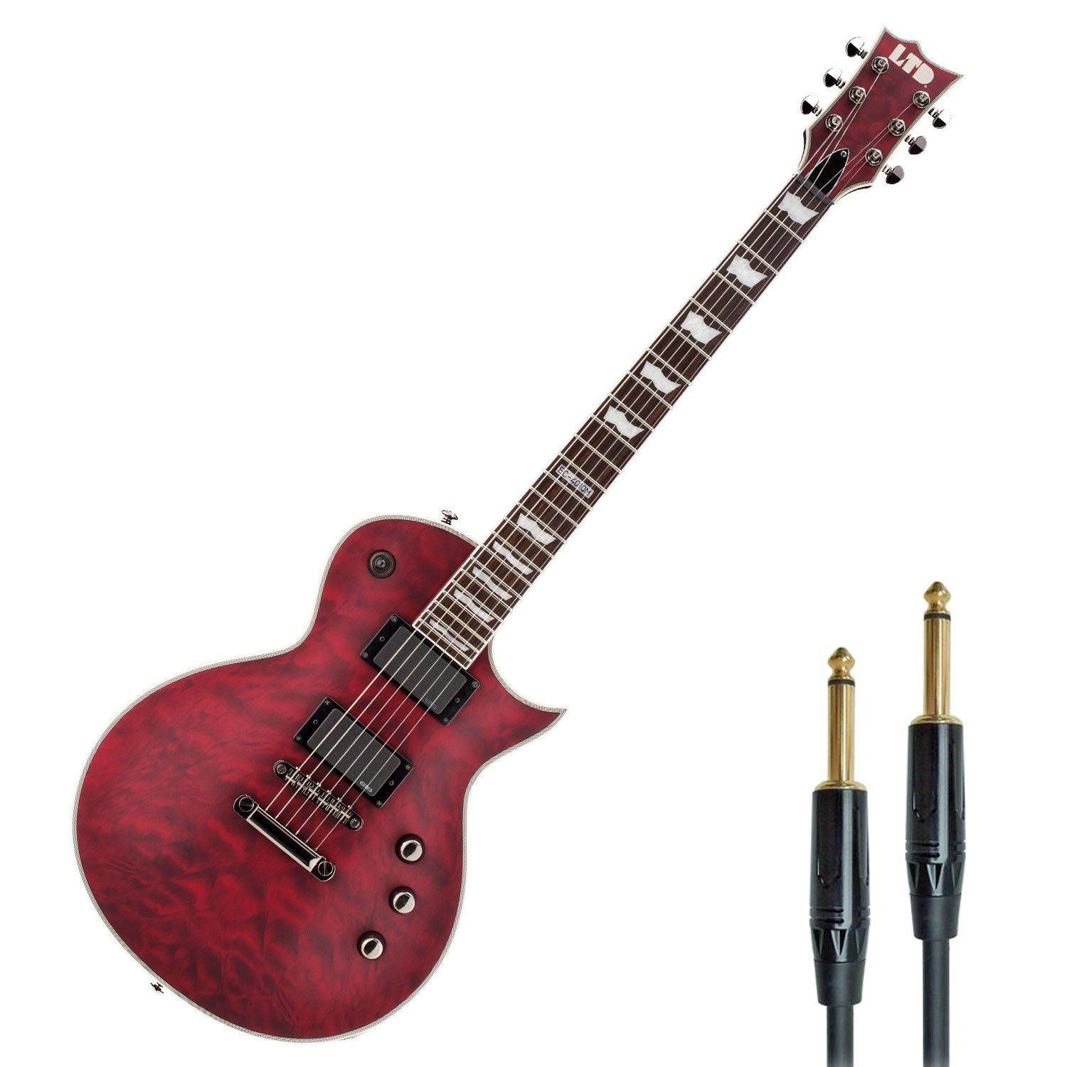 E-Gitarre ESP LTD EC-401 E-Gitarre See Thru Cherry Sunburst mit Kabel