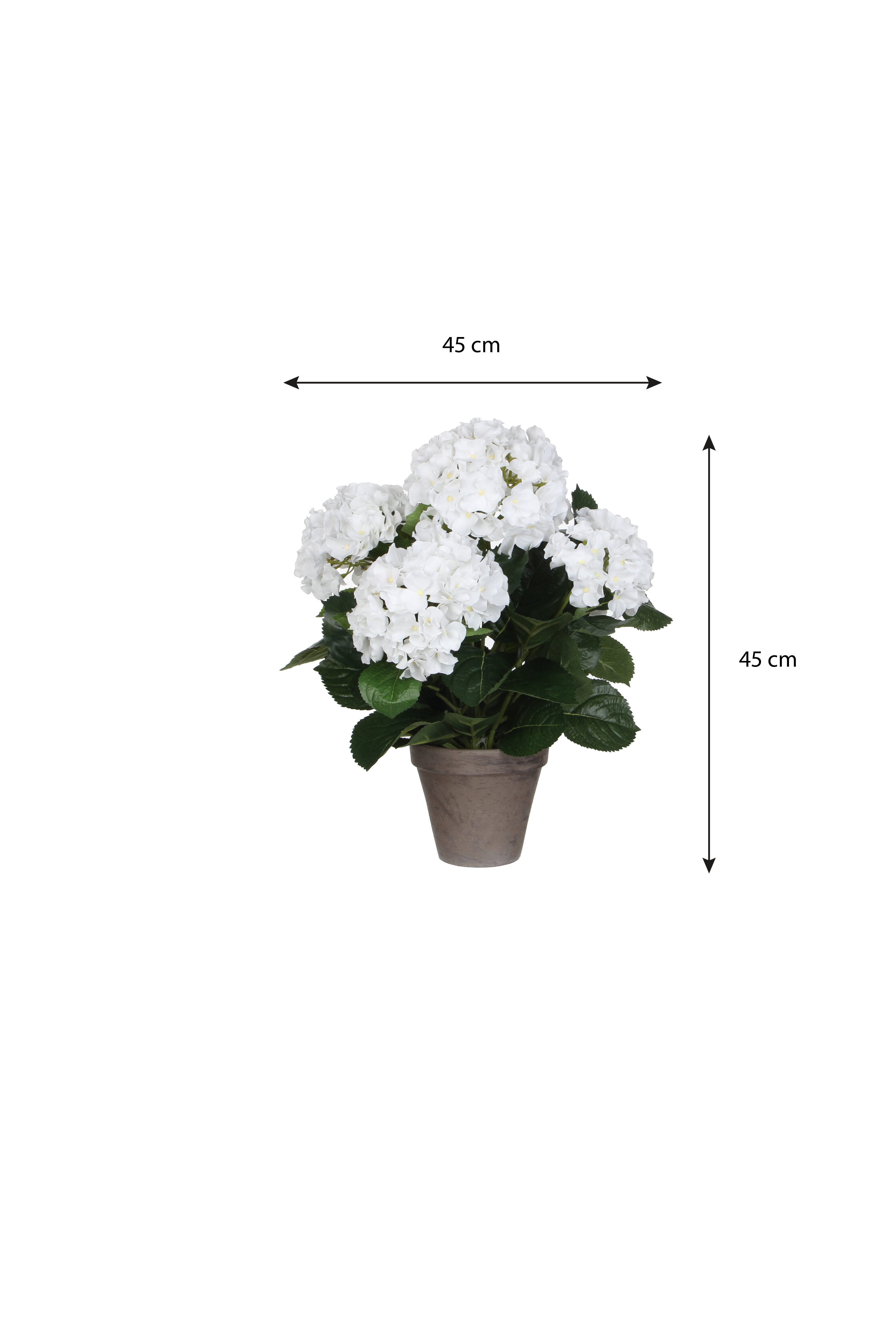 Kunstpflanze Mica Decorations Hortensie weiss in Topf Stan grau d13,5cm - h45xd45cm, Mica Decorations, Höhe 45 cm