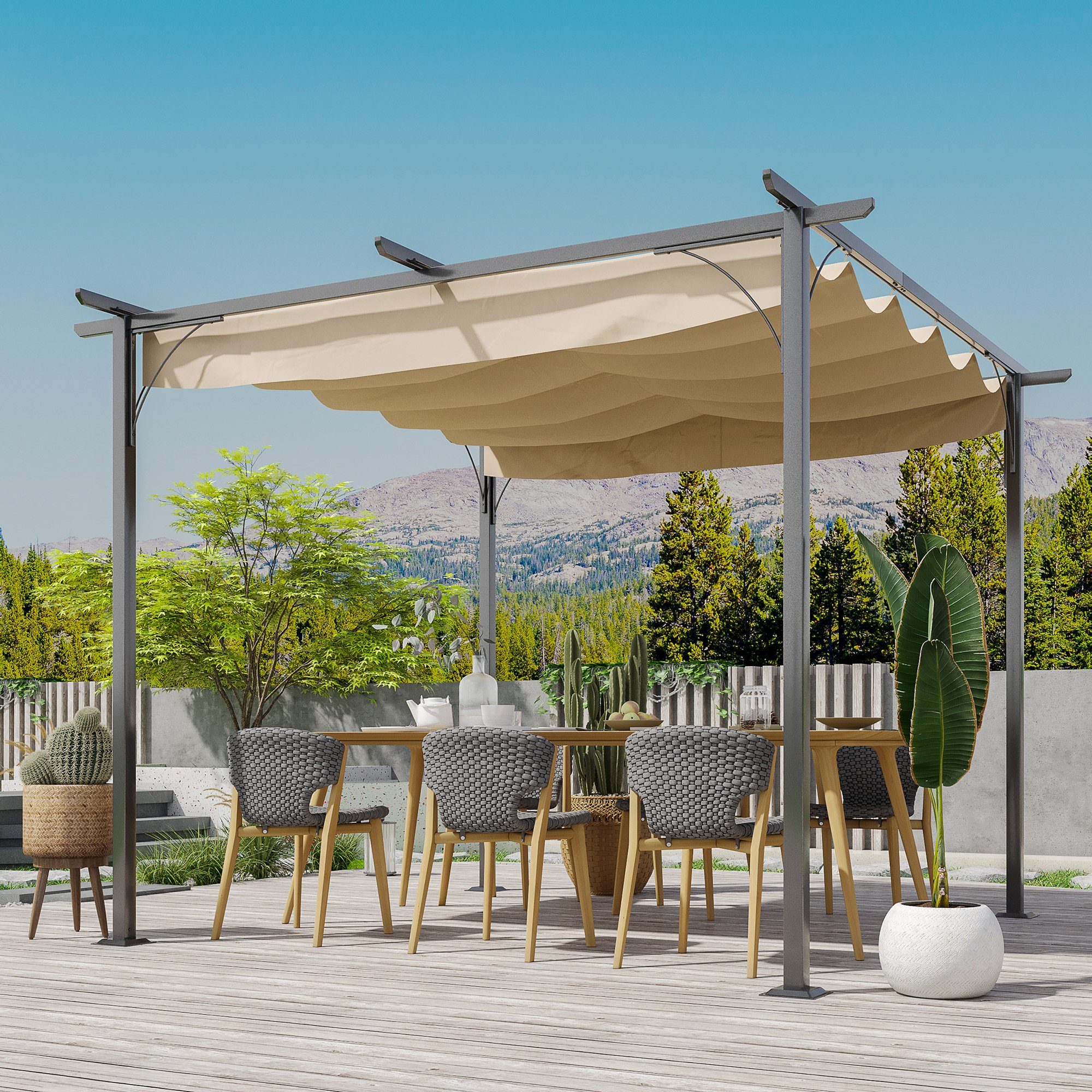 Outsunny Pergola Wasserdicht, BxTxH: 300x300x230 cm, günstig online kaufen
