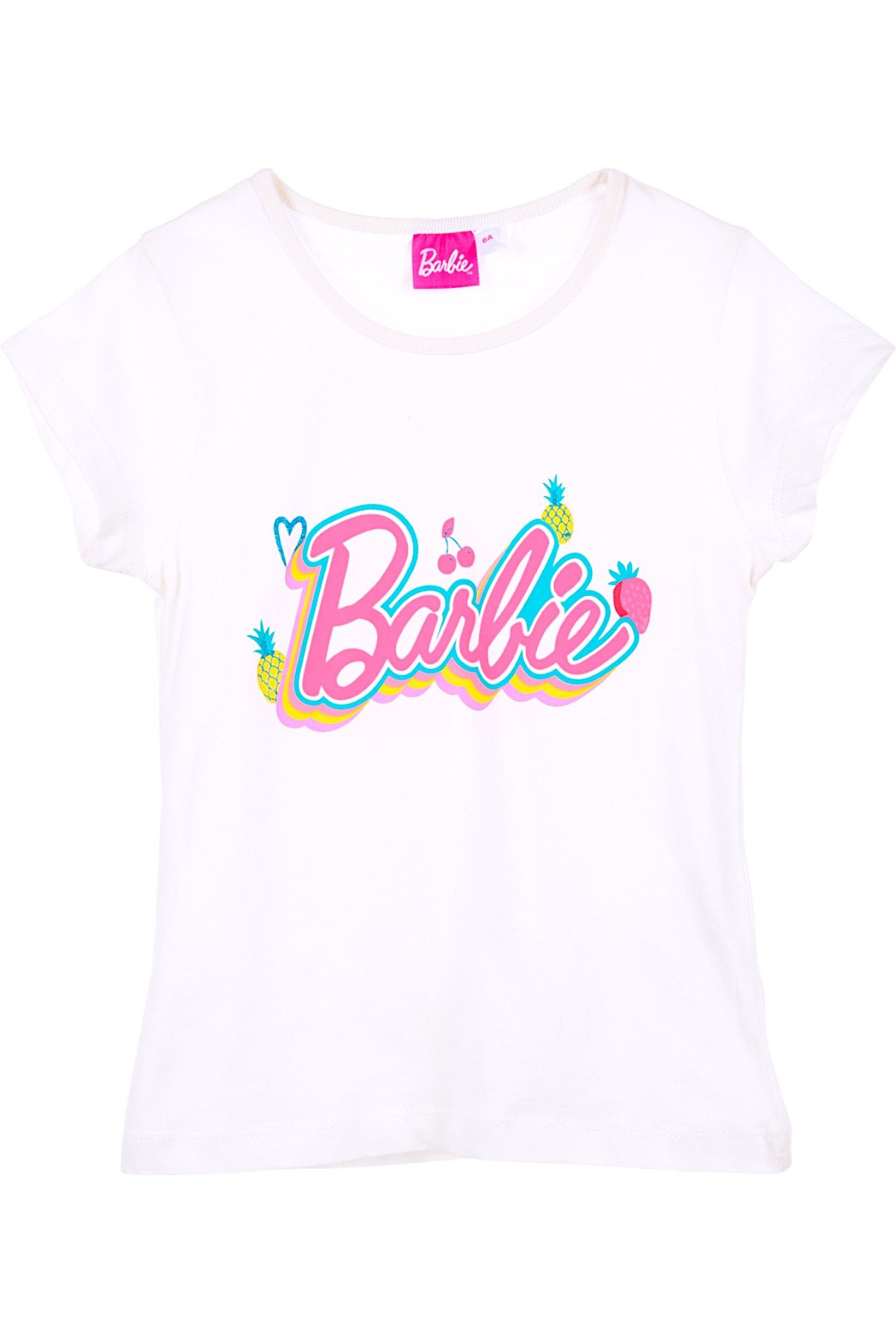 Barbie T-Shirt Barbie mit Glitzer Mädchen Jersey Kurzarmshirt aus Baumwolle Gr. 104 - 140 cm