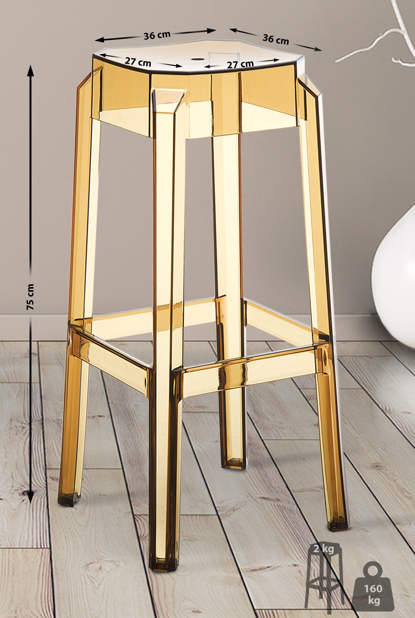 CLP Barhocker Fox (1er), aus wetterfestem Kunststoff, stapelbar, modern