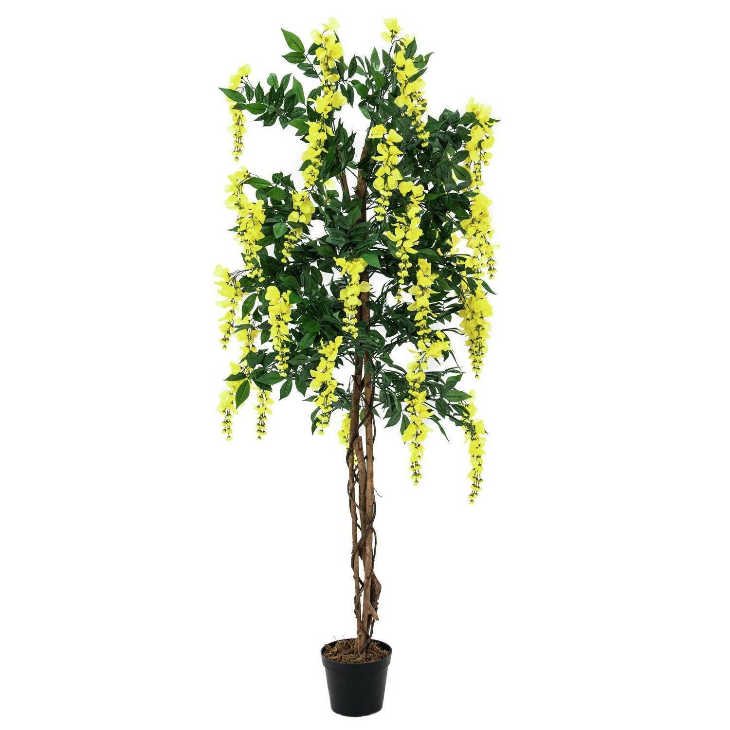 Kunstbaum Künstlicher Goldregenbaum, 2020 Blätter, Echtstamm, gelb, 180cm Goldregen, artplants, Höhe 180.0 cm