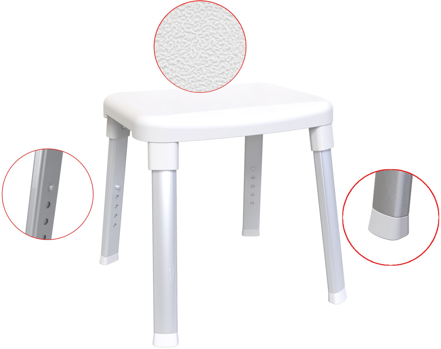 Bischof Dusch- und Badhocker Splash, belastbar bis 150 kg, rutschfester Stand, TÜV/GS geprüft