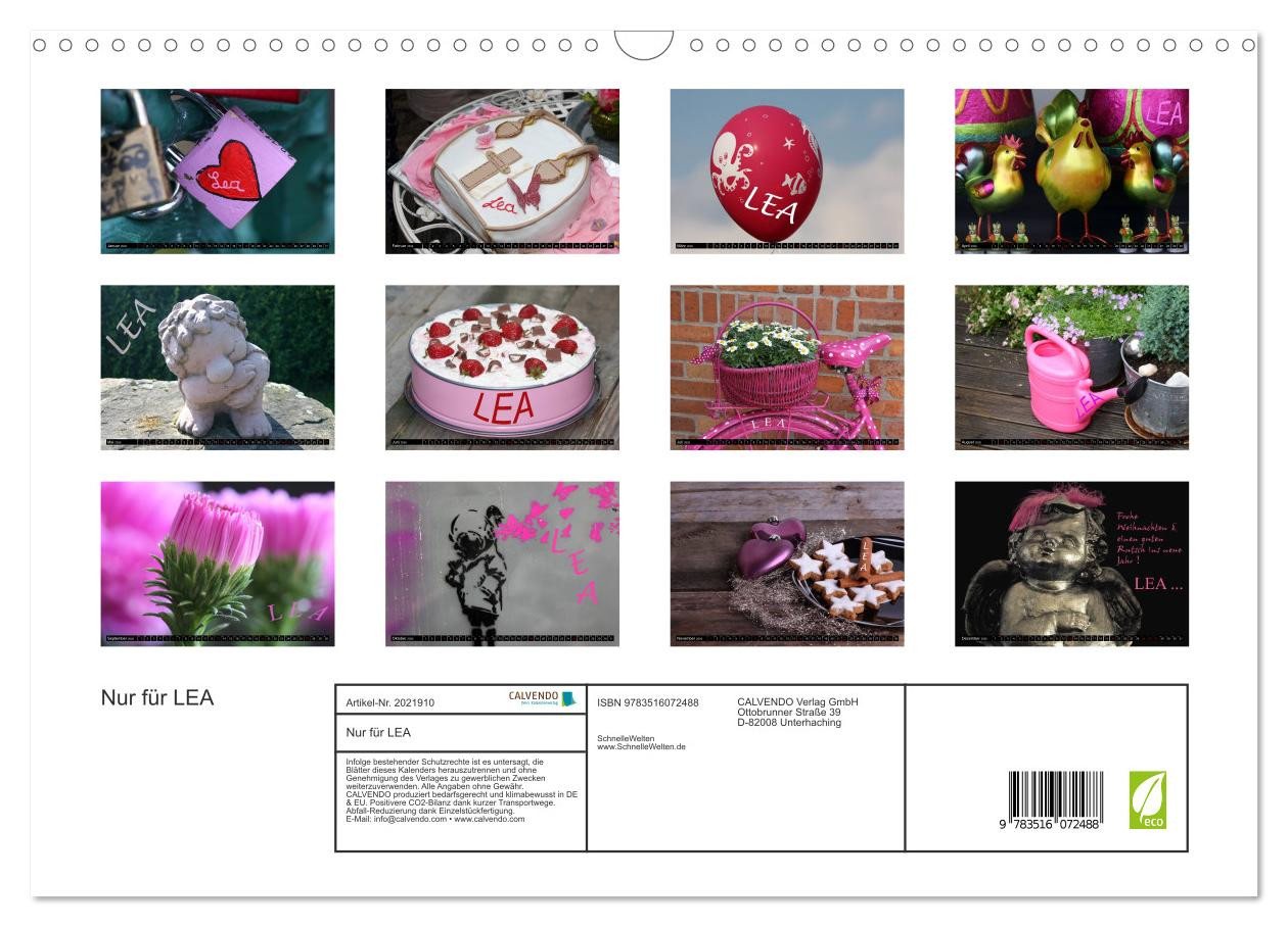 Thumbnail - CALVENDO Wandkalender Nur für LEA (Wandkalender 2026 DIN A3 quer), CALVENDO Monatskalender