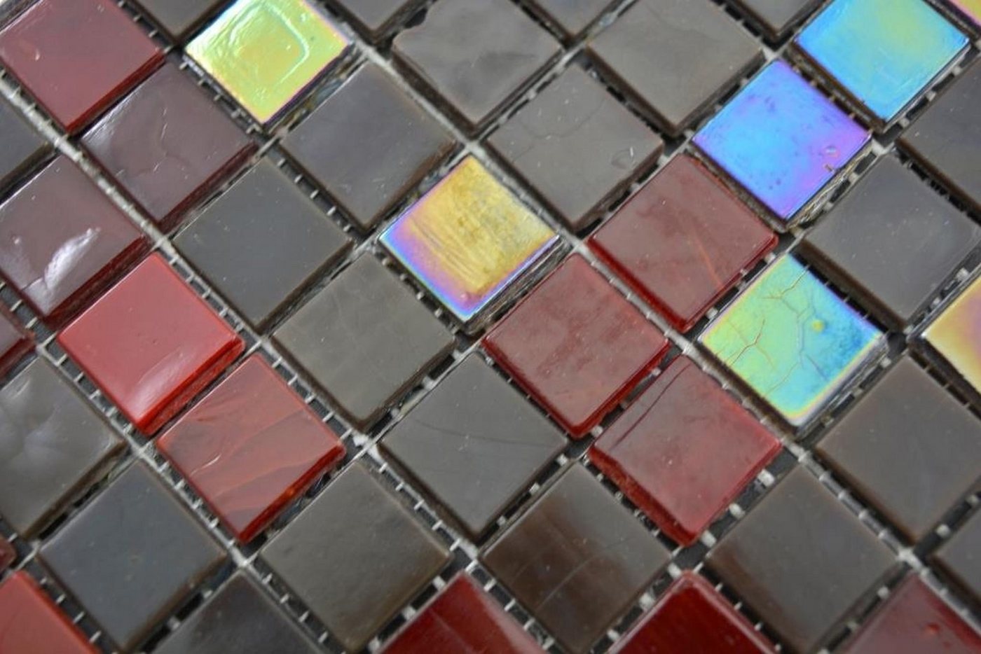 Thumbnail - Mosani Mosaikfliesen Glasmosaik Mosaikfliesen braun rot irisierend Wand