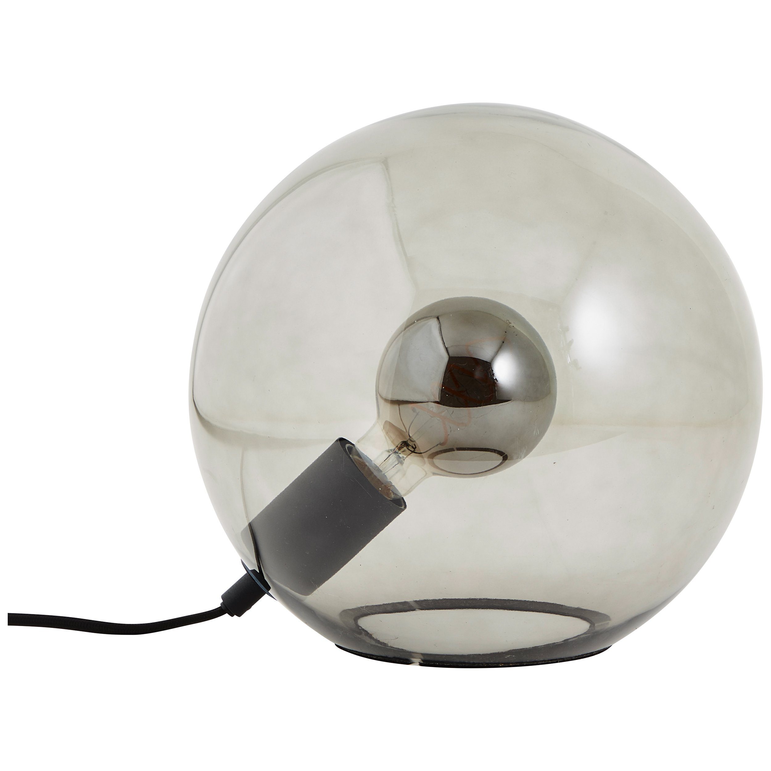 Brilliant Tischleuchte Belado, ohne Leuchtmittel, kugelförmig aus Rauchglas, D 25 cm, E27 max. 25 W