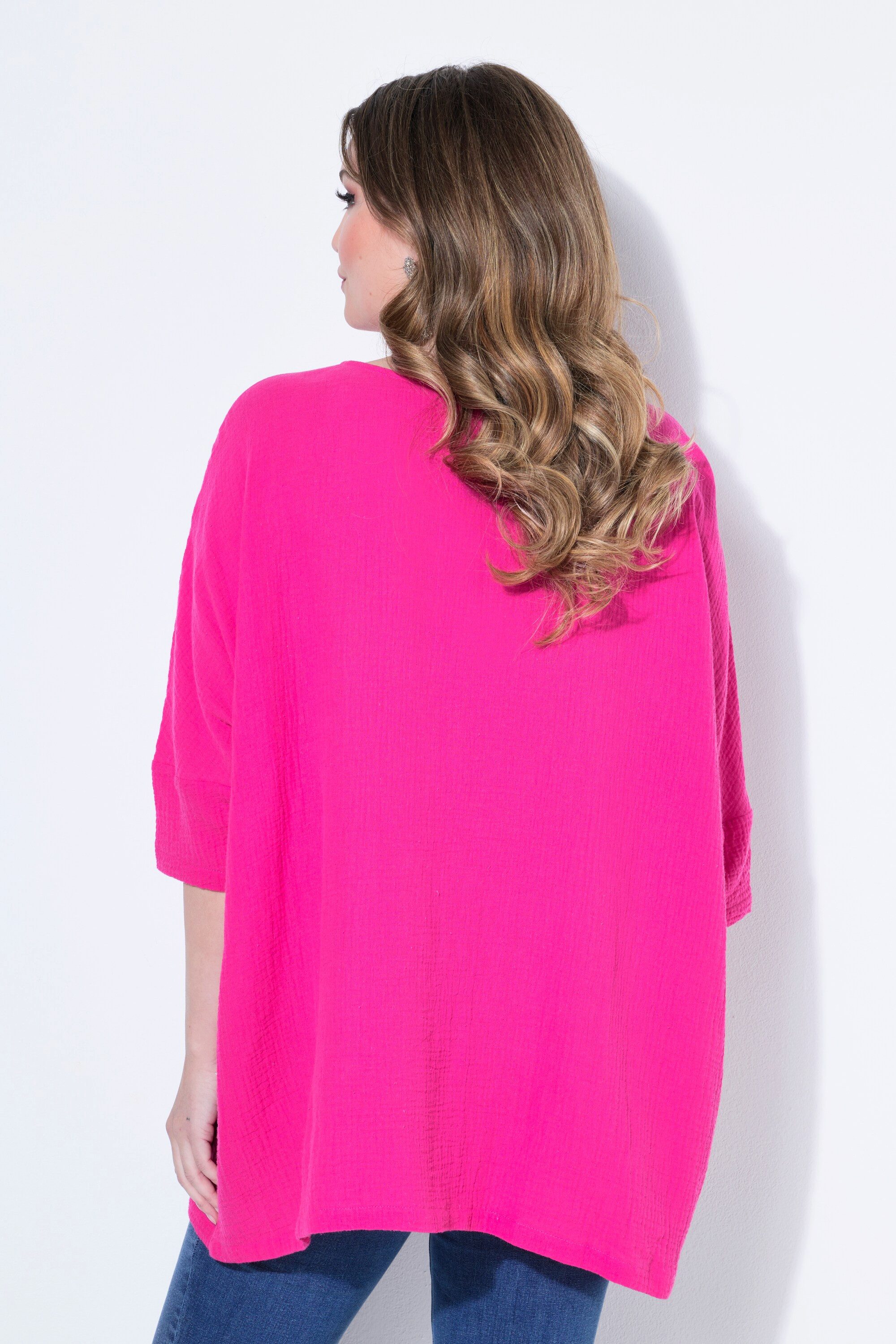 MIAMODA Longbluse Bluse oversized Musselin 3/4-Ärmel
