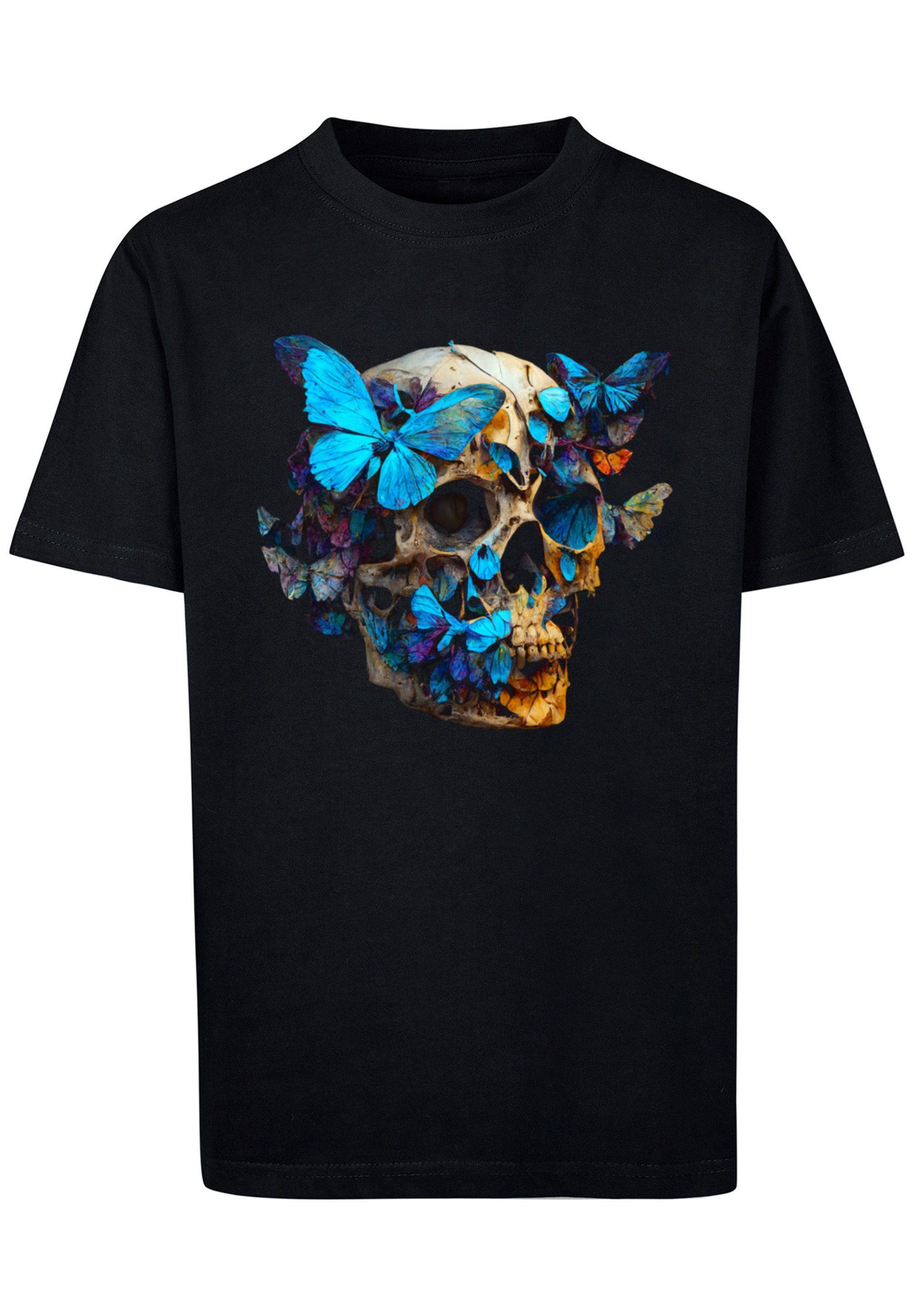 F4NT4STIC T-Shirt schwarz Print UNISEX Skull Schmetterling TEE