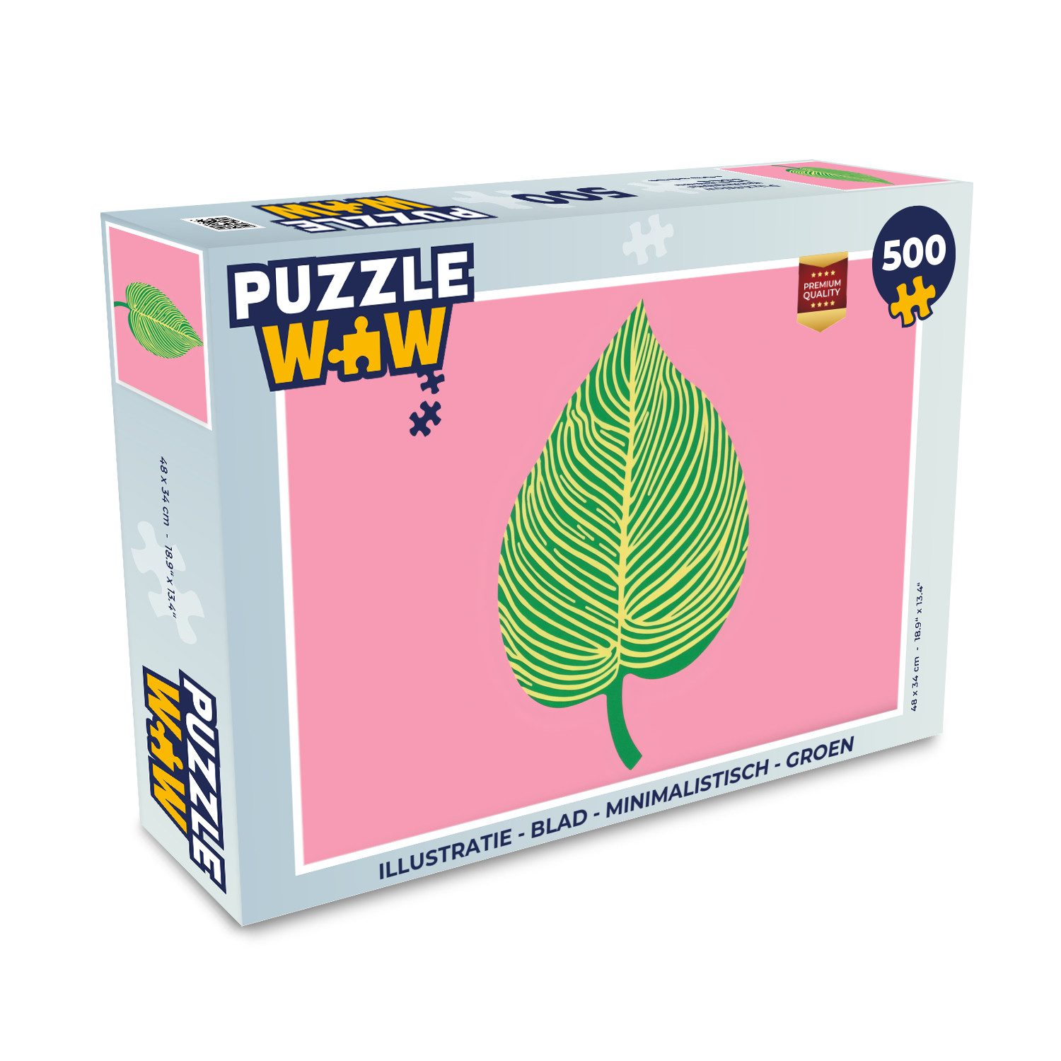 MuchoWow Puzzle Illustration - Blatt - Minimalistisch - Grün, 500 Puzzleteile, Foto-Puzzle, Bilderrätsel, Puzzlespiele, Spielzeug